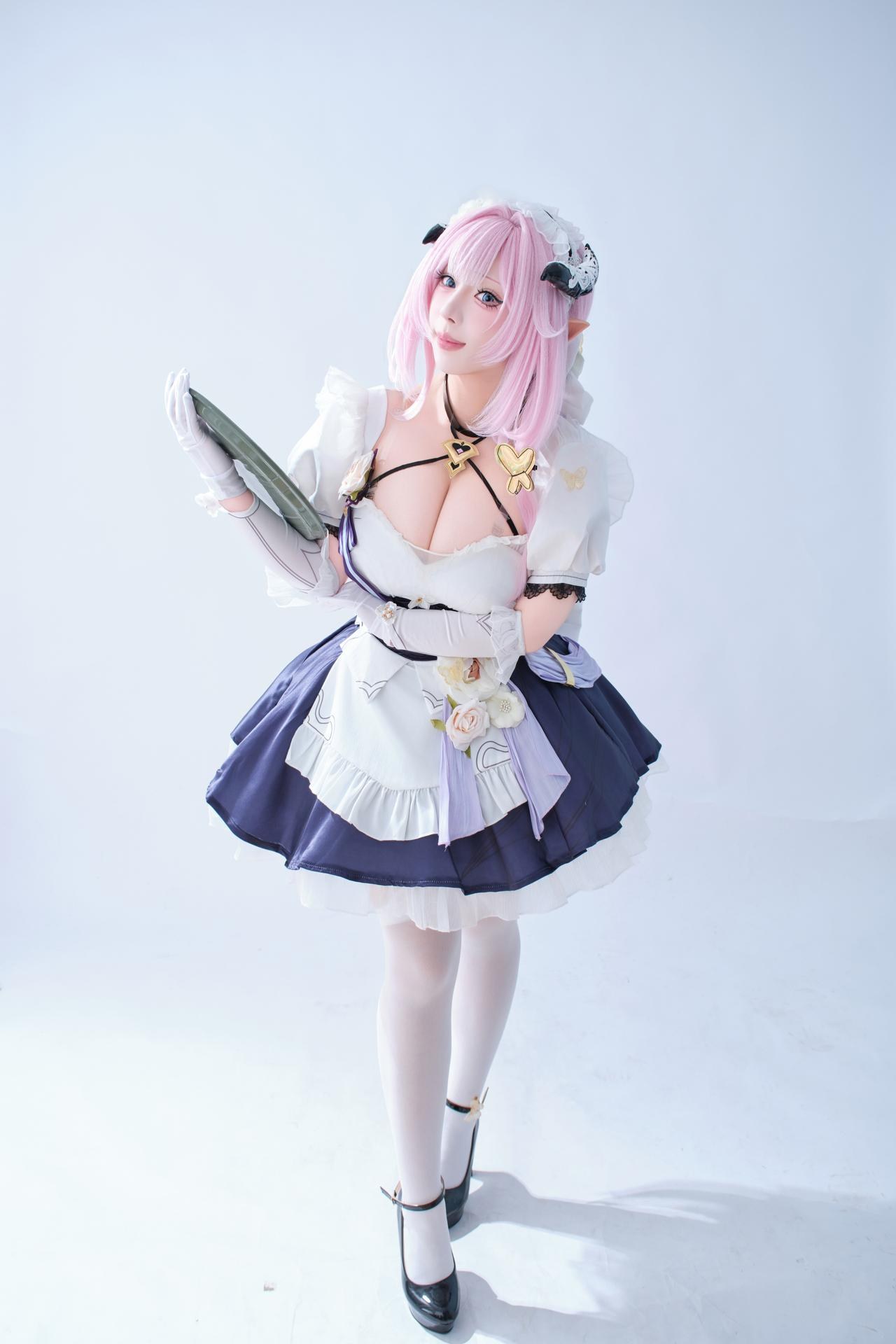 [cosplay] 胡桃猫Kurumineko - 崩坏三 爱莉希雅女仆：女仆装大尺度还原 125P3V