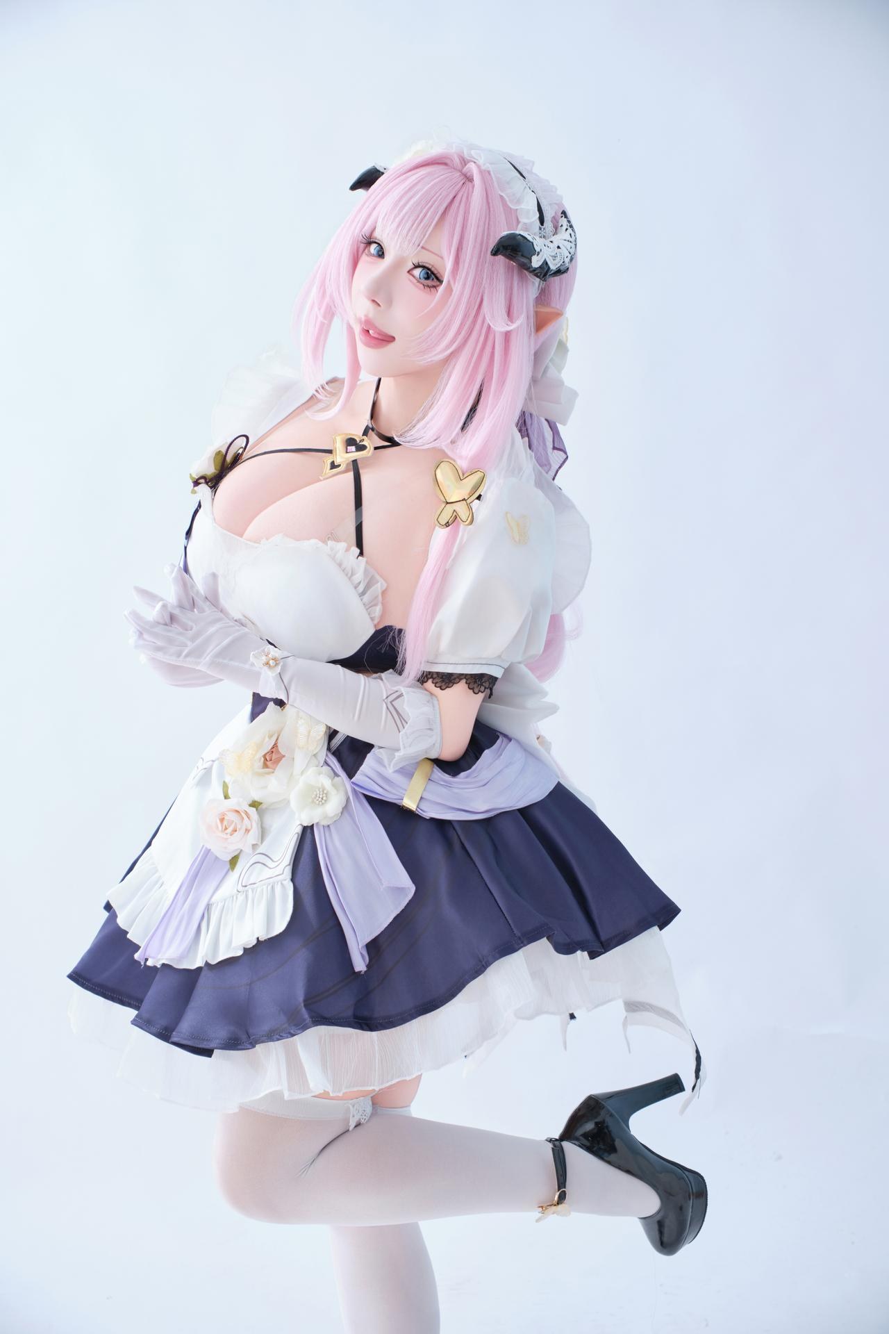 [cosplay] 胡桃猫Kurumineko - 崩坏三 爱莉希雅女仆：女仆装大尺度还原 125P3V