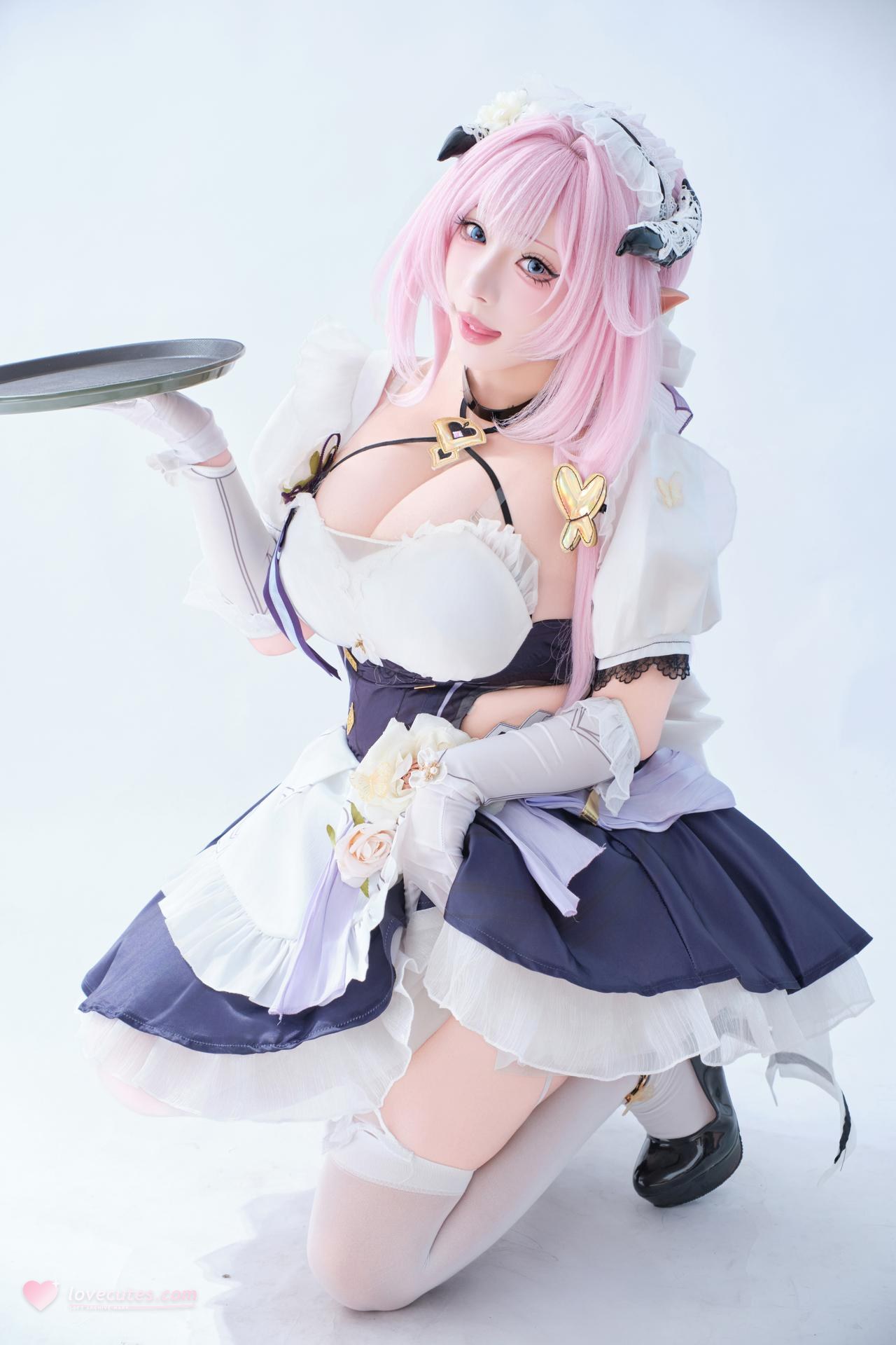 [cosplay] 胡桃猫Kurumineko - 崩坏三 爱莉希雅女仆：女仆装大尺度还原 125P3V