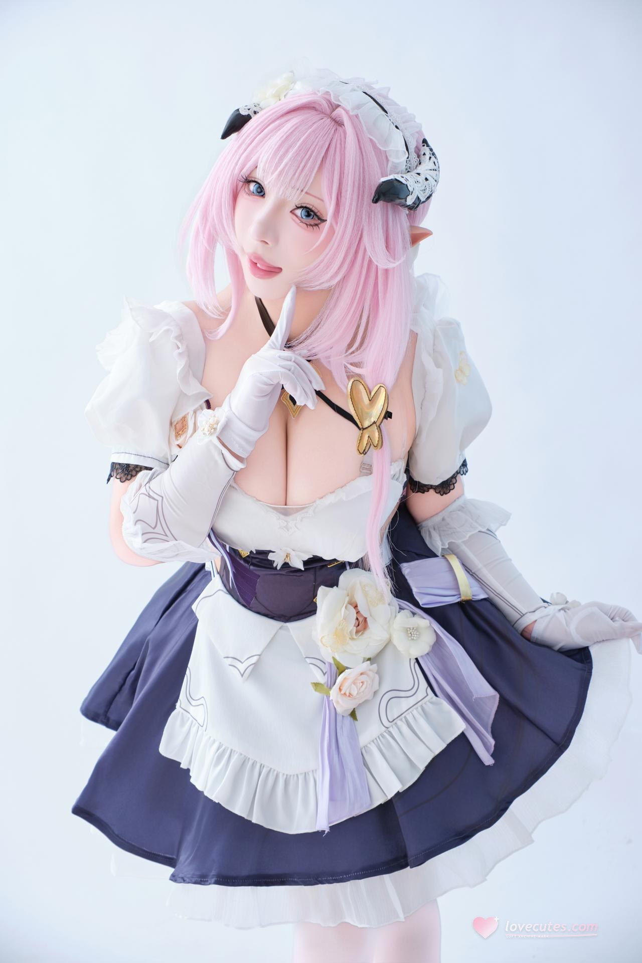 [cosplay] 胡桃猫Kurumineko - 崩坏三 爱莉希雅女仆：女仆装大尺度还原 125P3V