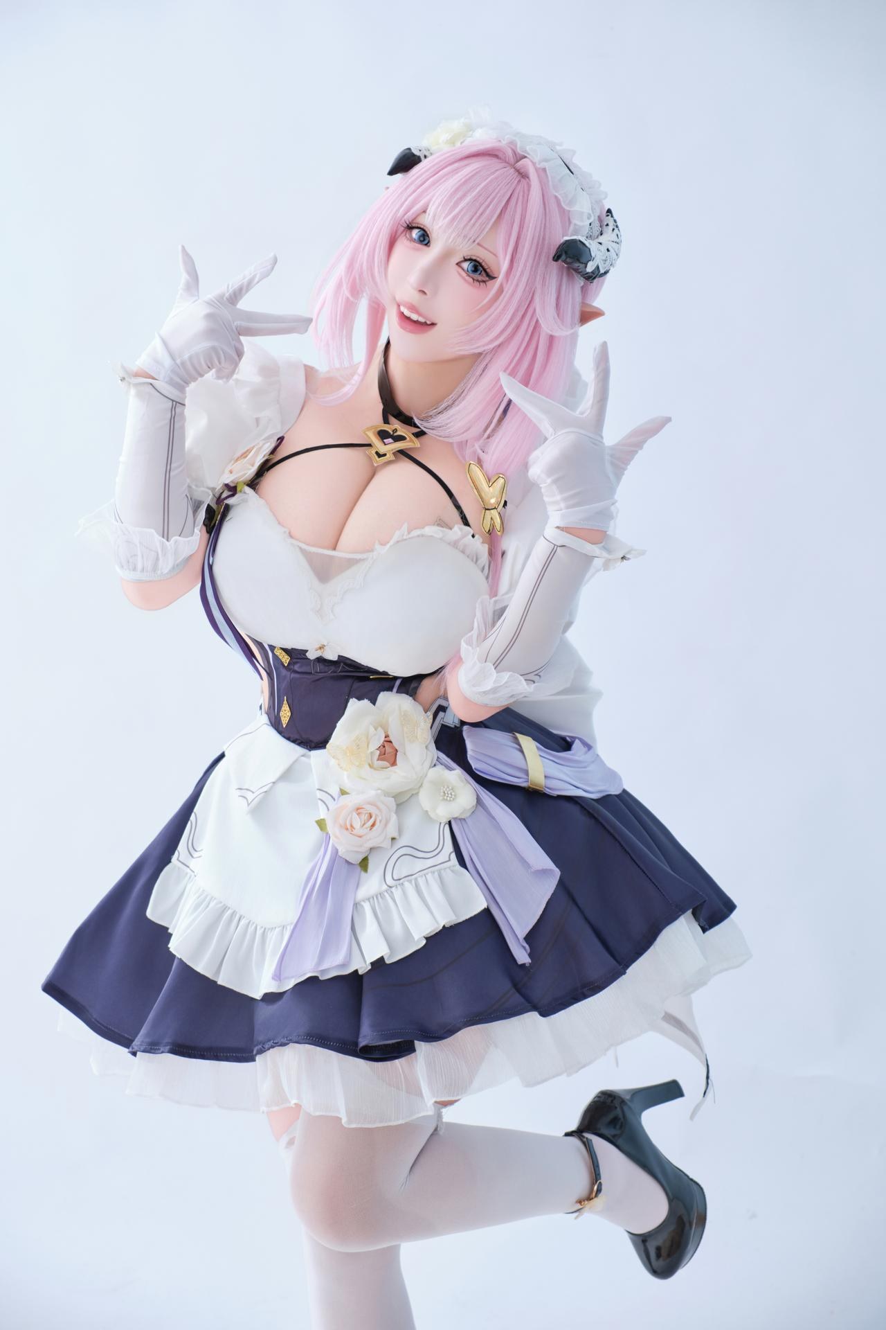 [cosplay] 胡桃猫Kurumineko - 崩坏三 爱莉希雅女仆：女仆装大尺度还原 125P3V