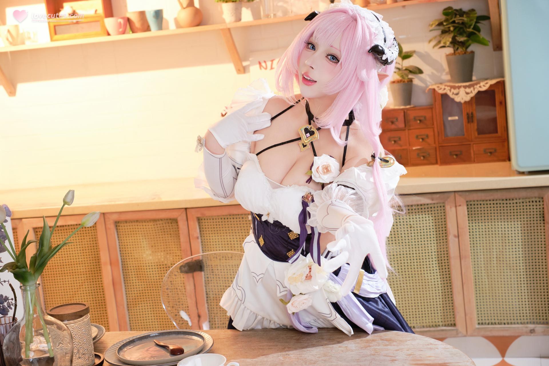 [cosplay] 胡桃猫Kurumineko - 崩坏三 爱莉希雅女仆：女仆装大尺度还原 125P3V