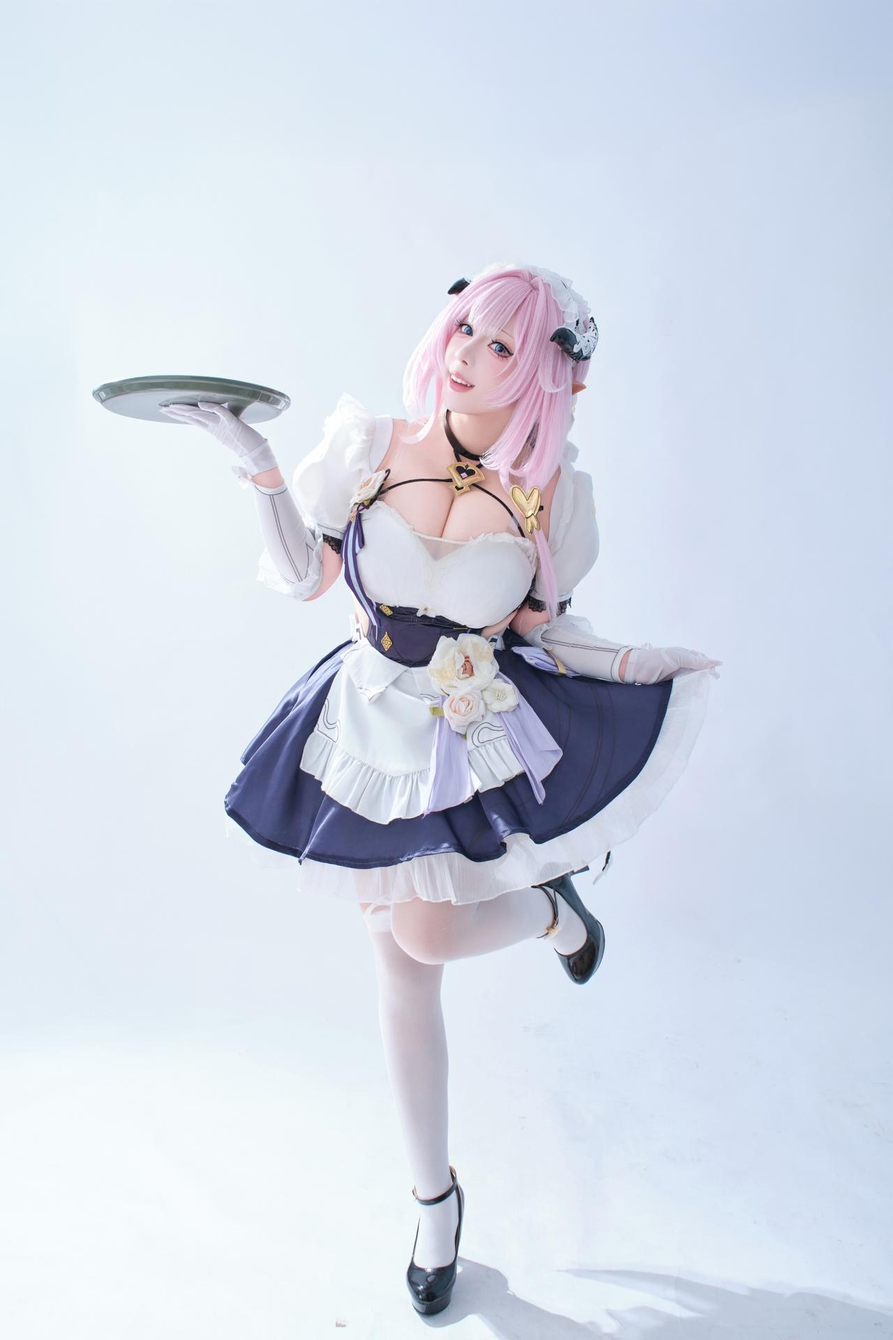 [cosplay] 胡桃猫Kurumineko - 崩坏三 爱莉希雅女仆：女仆装大尺度还原 125P3V