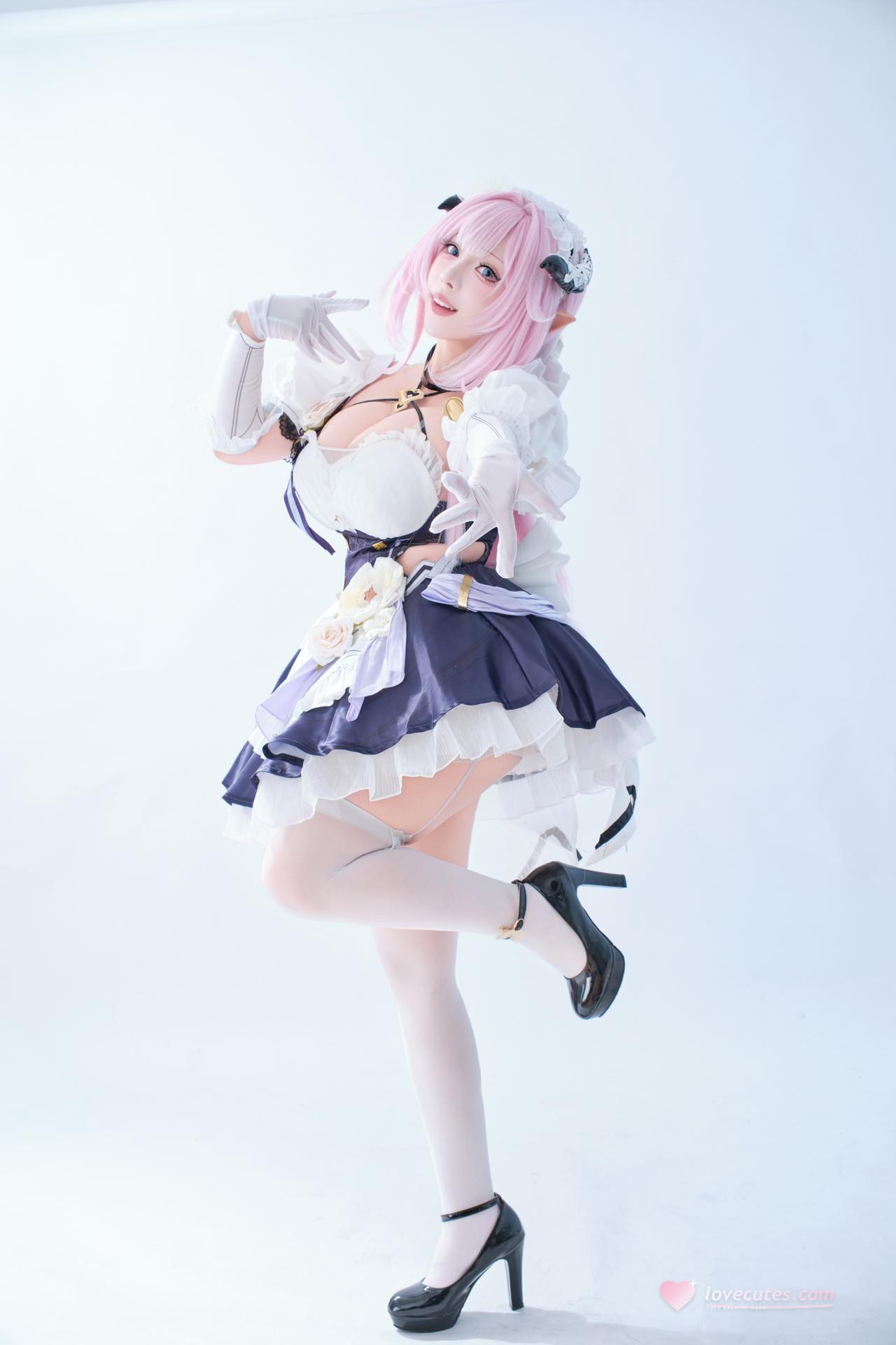 [cosplay] 胡桃猫Kurumineko - 崩坏三 爱莉希雅女仆：女仆装大尺度还原 125P3V