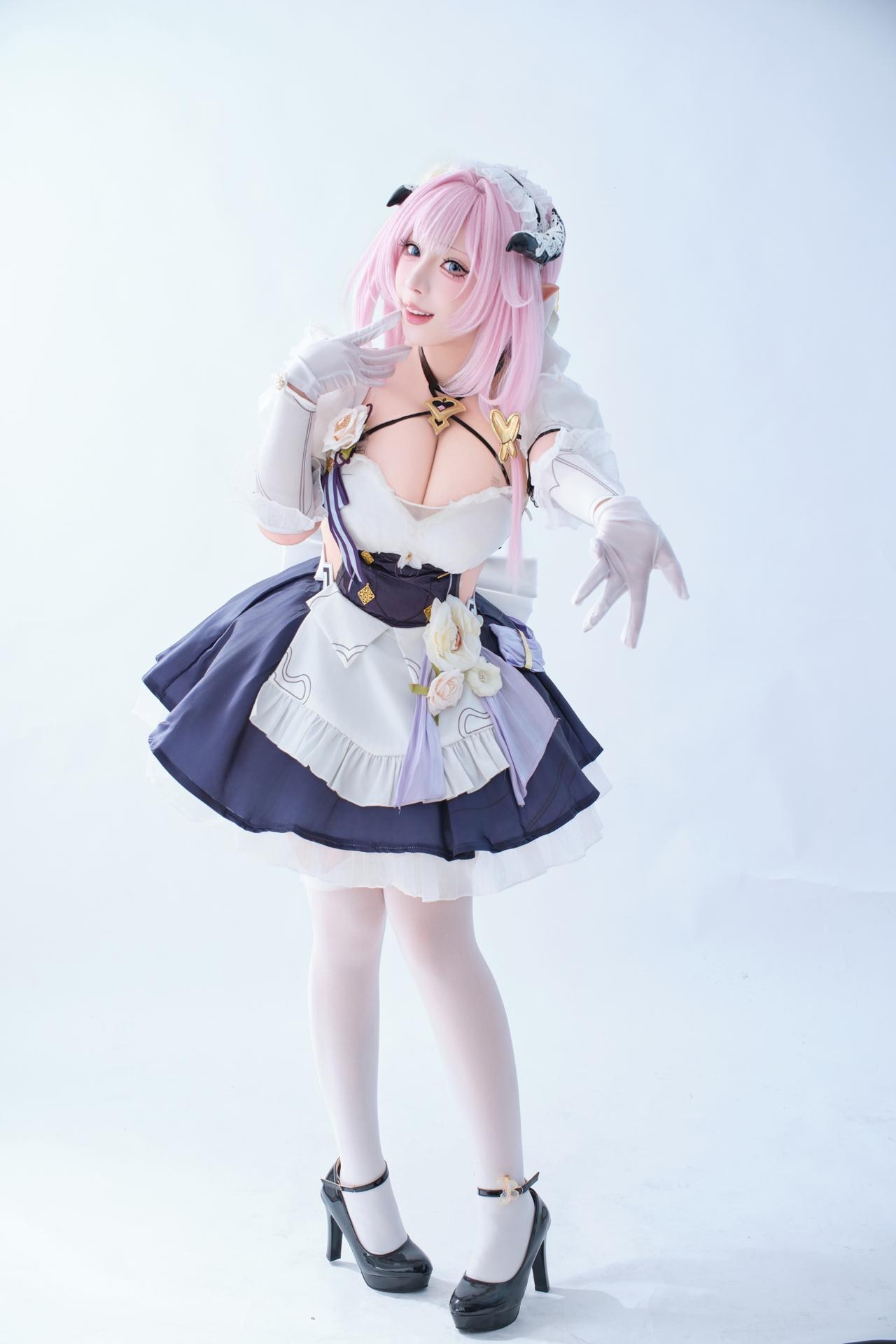 [cosplay] 胡桃猫Kurumineko - 崩坏三 爱莉希雅女仆：女仆装大尺度还原 125P3V