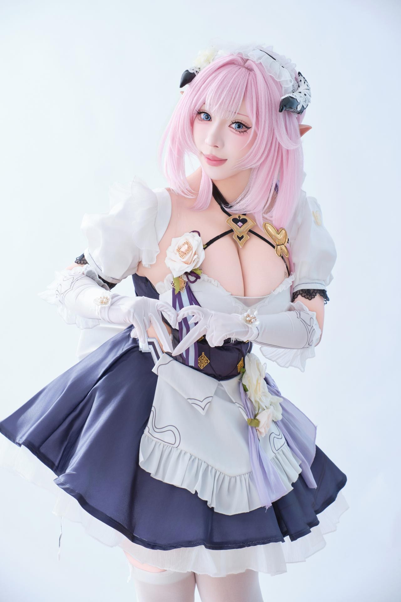 [cosplay] 胡桃猫Kurumineko - 崩坏三 爱莉希雅女仆：女仆装大尺度还原 125P3V