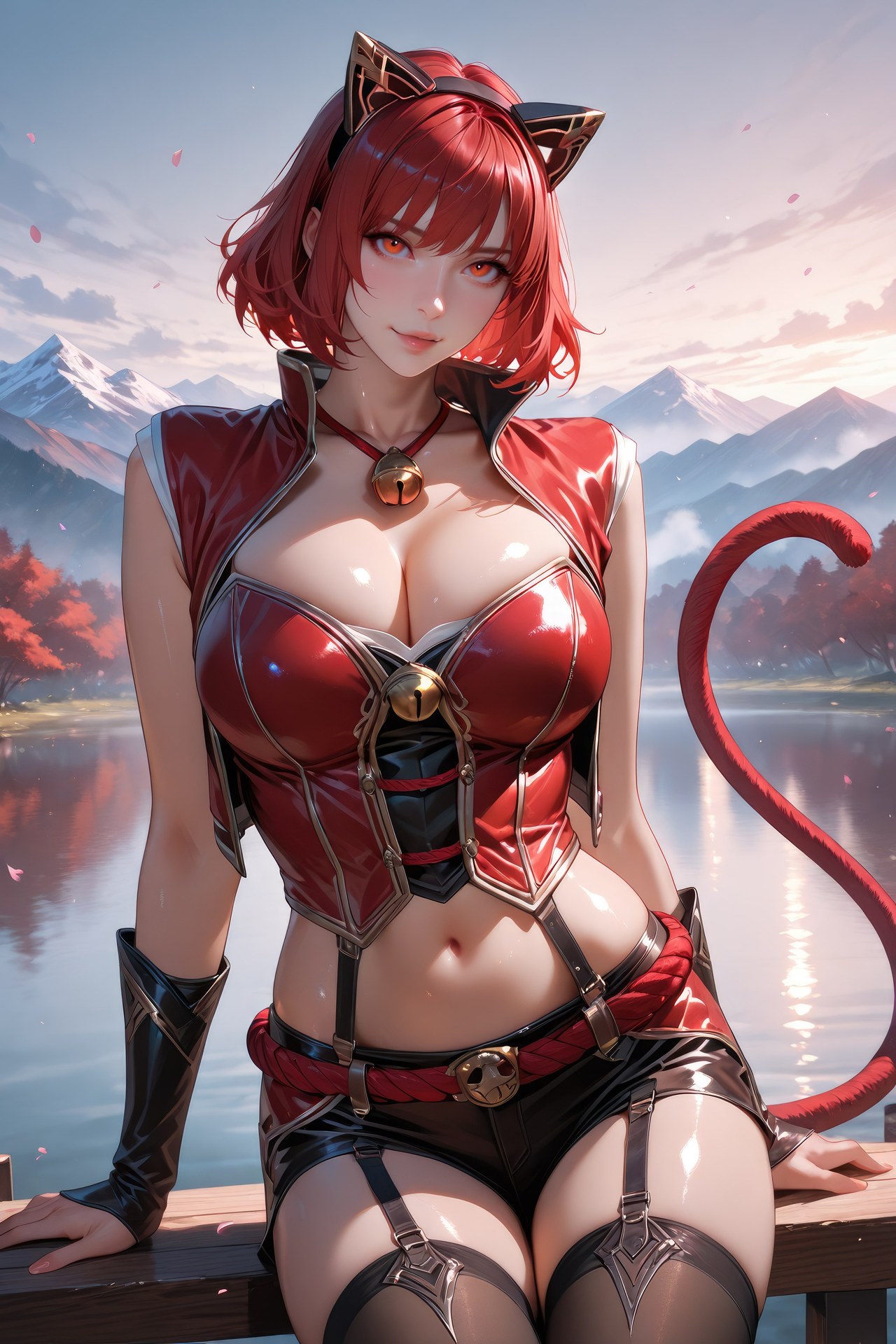 AI Generated Anime Girl - 闘羅大陸 猫女 黒ストッキング、ボディスーツ、水着、ビキニ、濡れ感 AI画像ギャラリー 752P
