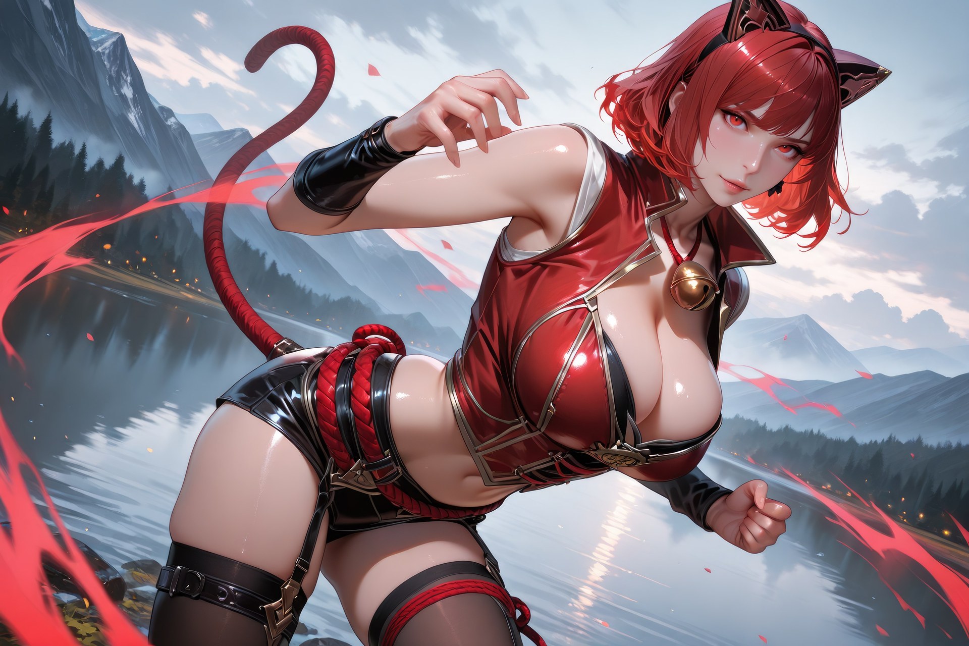 AI Generated Anime Girl - Douluo Dalu Catgirl ถุงน่องดำ, ชุดรัดรูป, ชุดว่ายน้ำ, บิกินี, ลุคเปียกน้ำ แกลเลอรี AI 752P