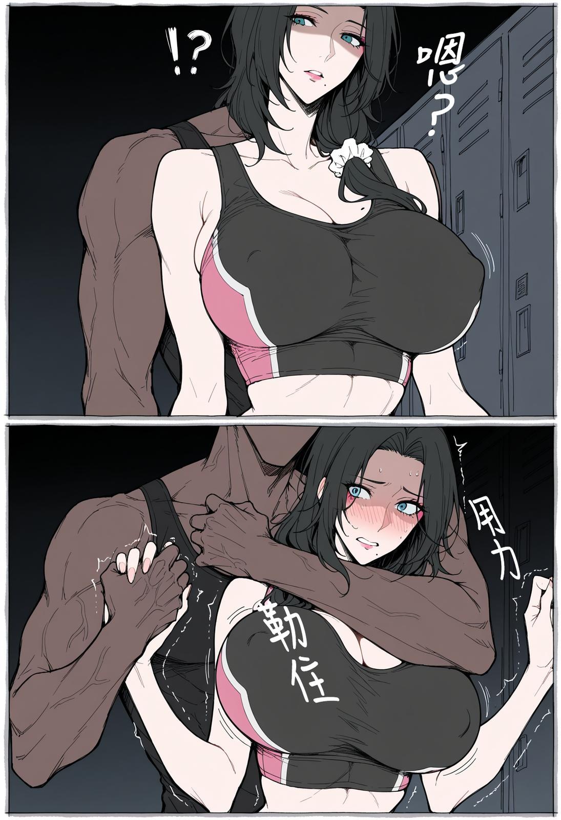 AI Generated Anime Girl - pixiv Alucard：黑丝蕾丝内衣紧身衣学生装湿身露穴角色图集 480P