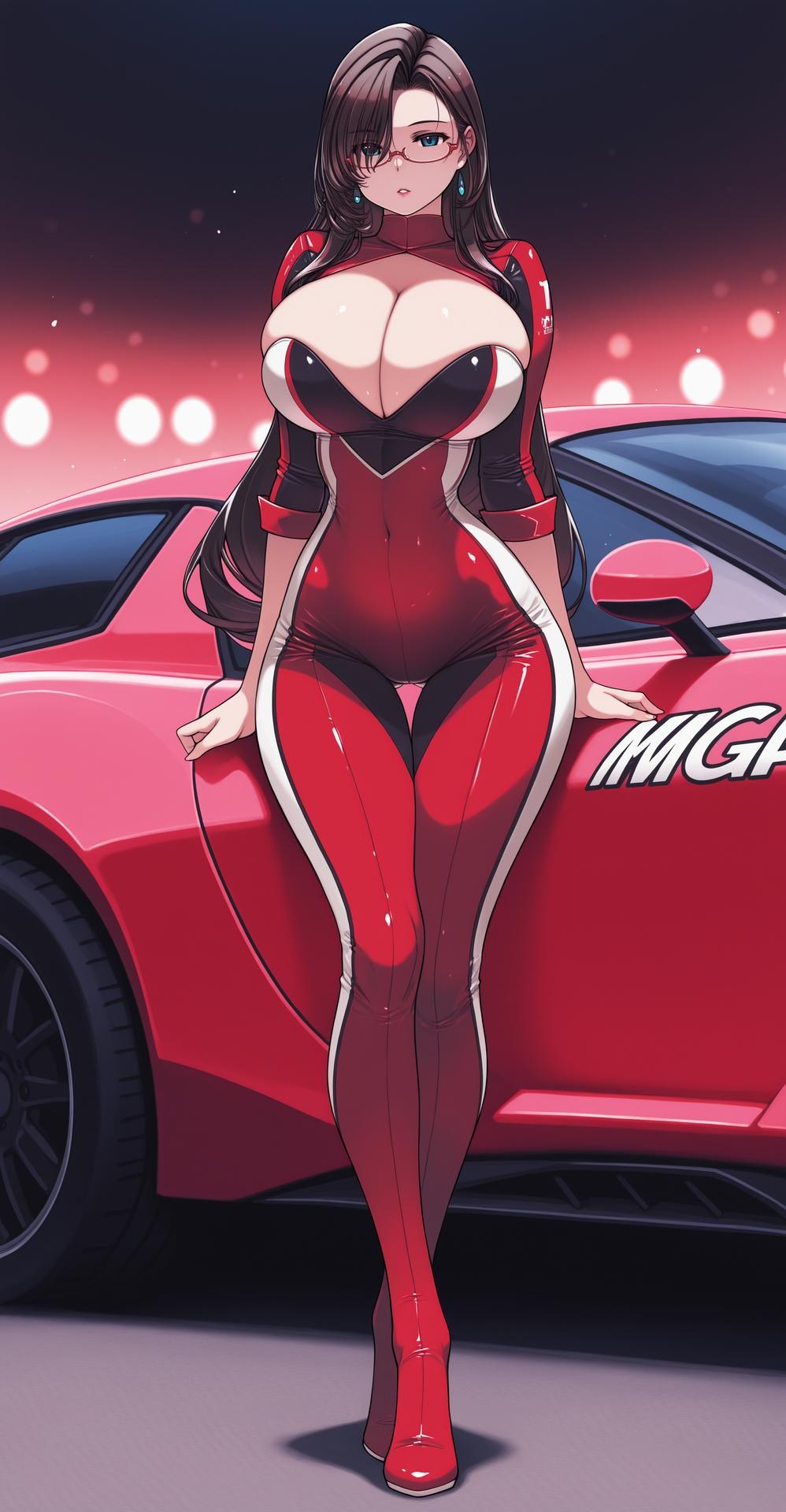 AI Generated Anime Girl - pixiv Alucard：黑丝蕾丝内衣紧身衣学生装湿身露穴角色图集 480P