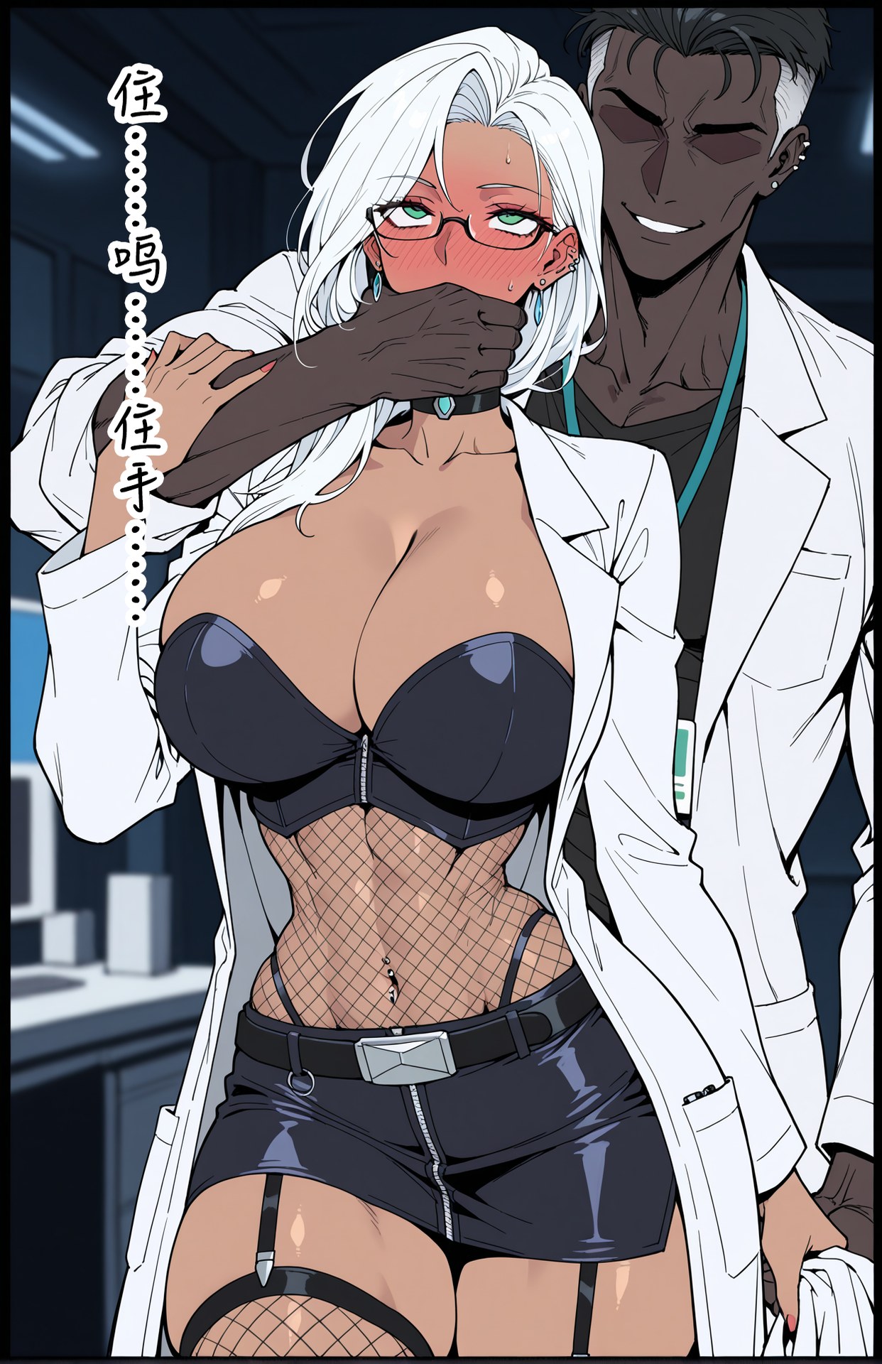 AI Generated Anime Girl - pixiv Alucard：黑丝蕾丝内衣紧身衣学生装湿身露穴角色图集 480P