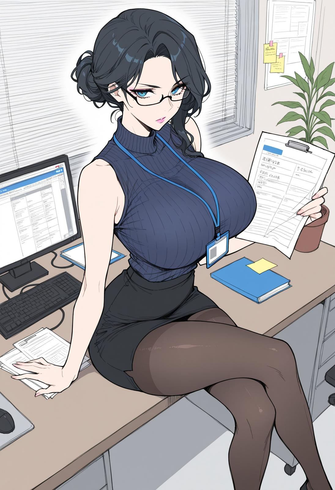 AI Generated Anime Girl - pixiv Alucard：黑丝蕾丝内衣紧身衣学生装湿身露穴角色图集 480P