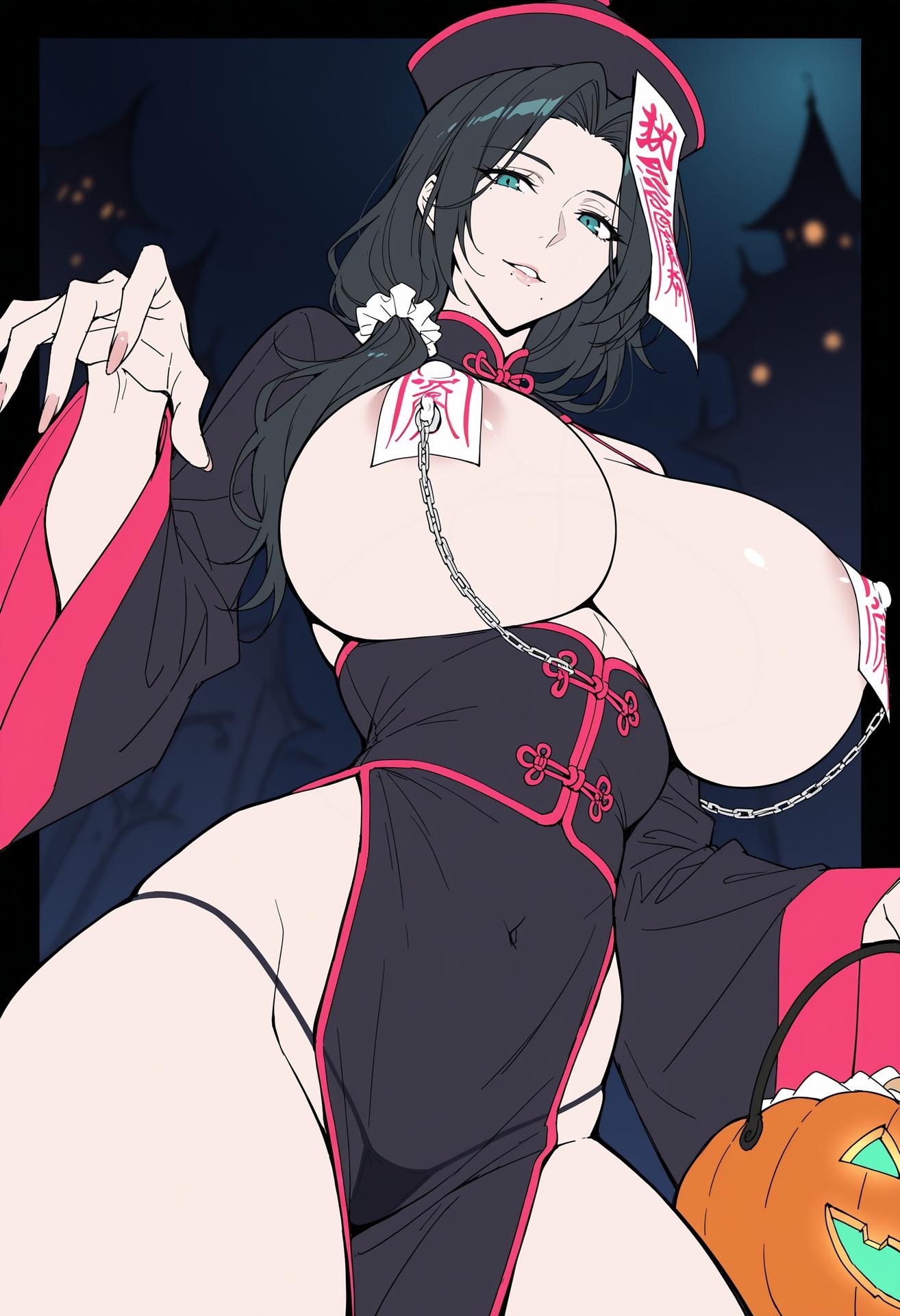 AI Generated Anime Girl - pixiv Alucard：黑丝蕾丝内衣紧身衣学生装湿身露穴角色图集 480P