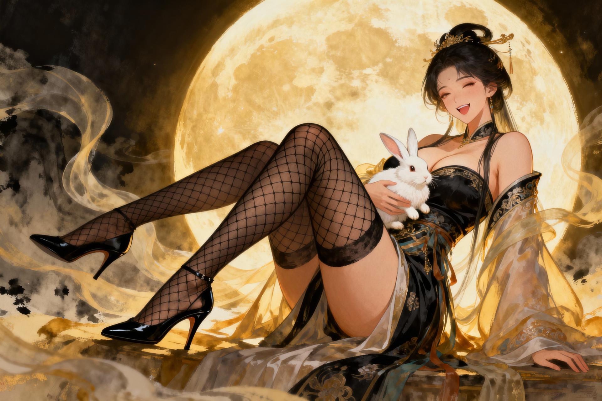 AI Generated Anime Girl - pixiv Alucard：黑丝蕾丝内衣紧身衣学生装湿身露穴角色图集 480P