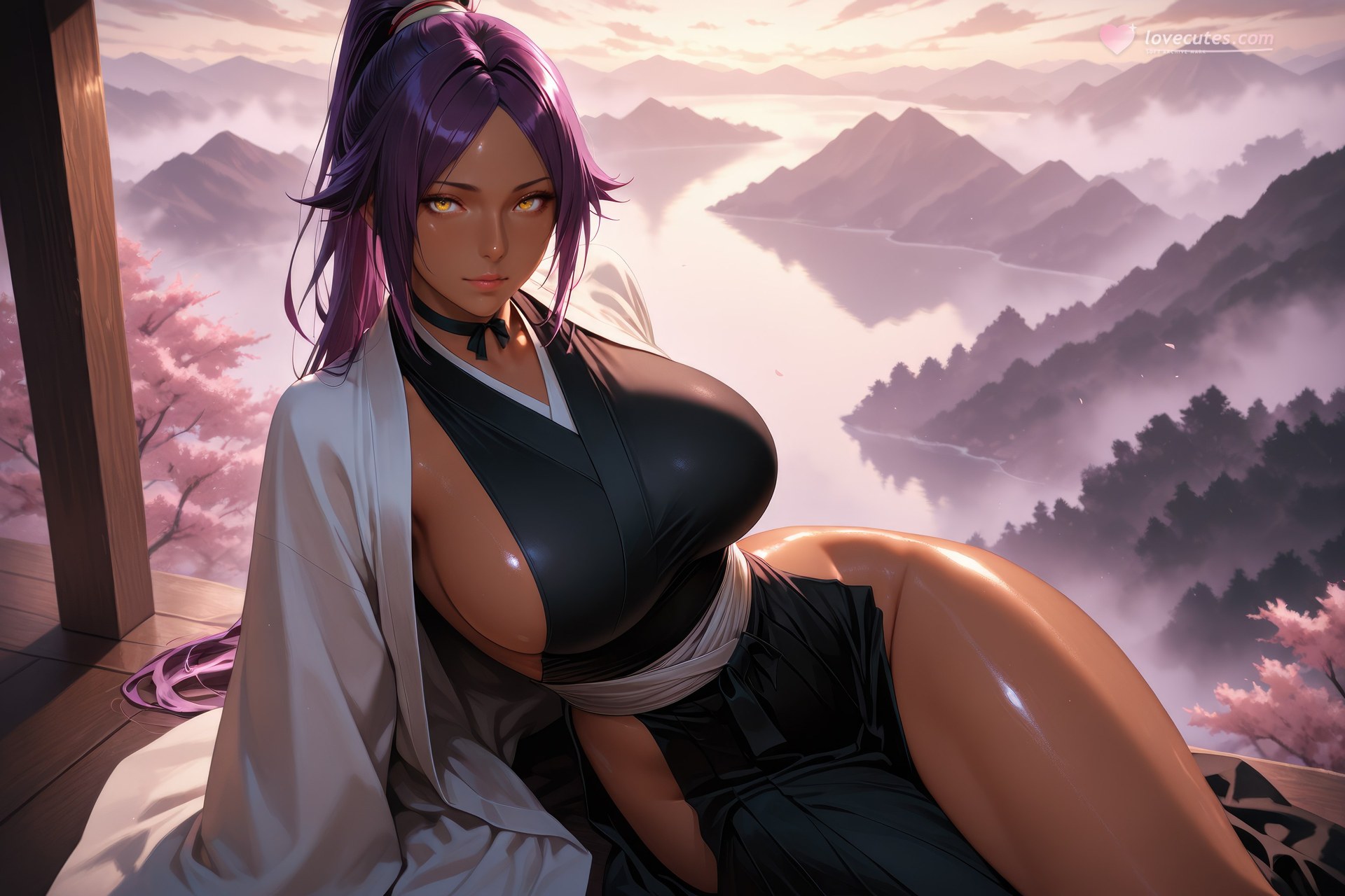 AI Generated Anime Girl - Bleach Yoruichi Shihoin 바디수트 AI 이미지 갤러리 955P