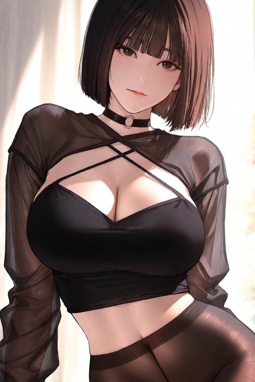 AI Porn - Gaeul Lee 黒ストッキング、レースランジェリー、ボディスーツ、濡れ感、露出ヌード AI画像ギャラリー 235P
