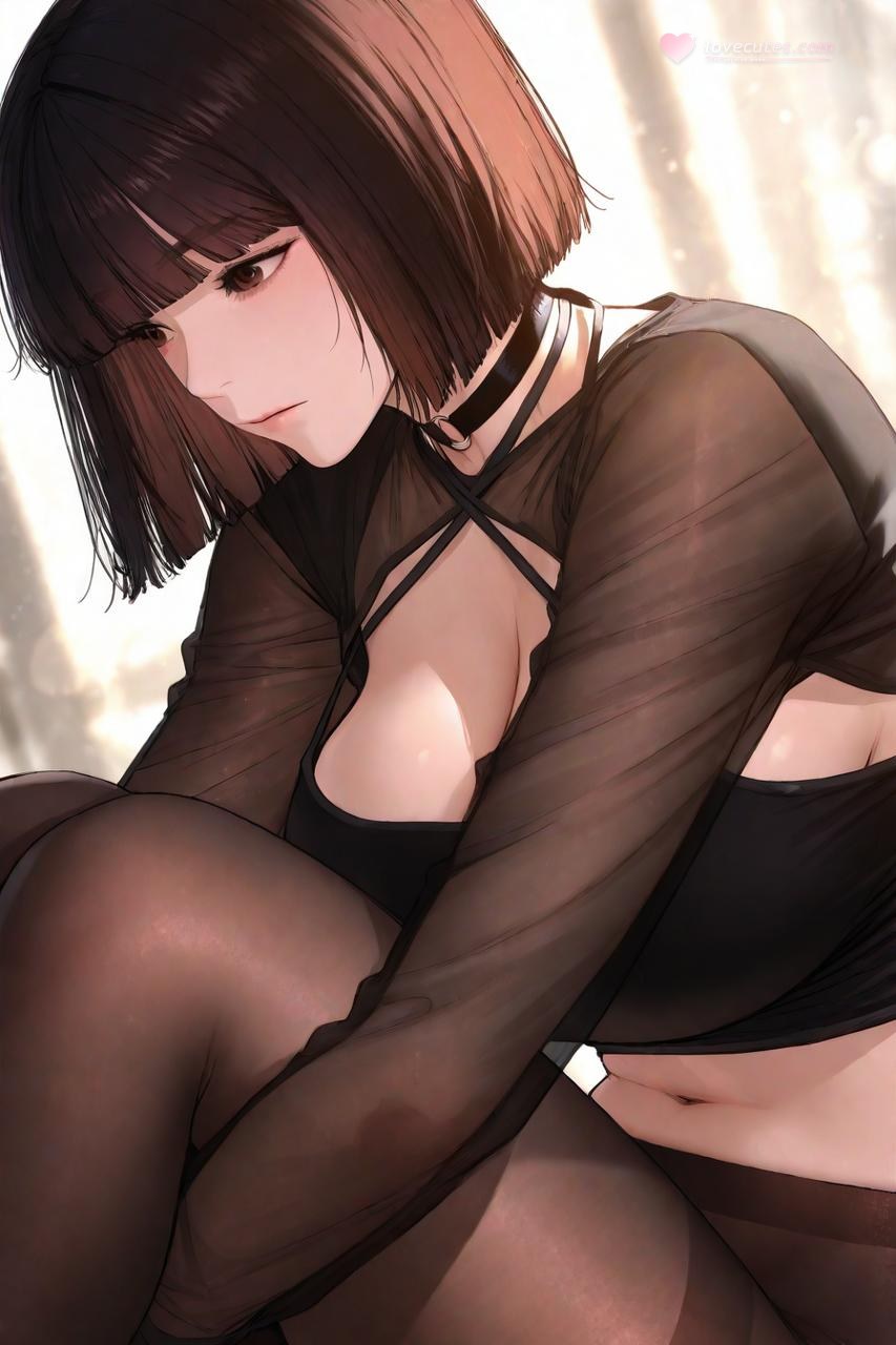 AI Porn - Gaeul Lee 黒ストッキング、レースランジェリー、ボディスーツ、濡れ感、露出ヌード AI画像ギャラリー 235P