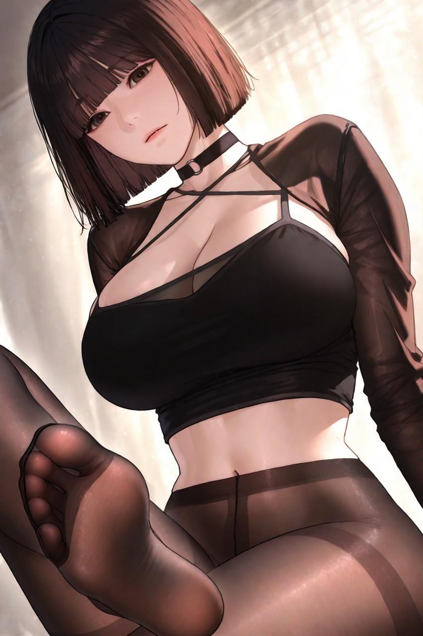 AI Porn - Gaeul Lee 黒ストッキング、レースランジェリー、ボディスーツ、濡れ感、露出ヌード AI画像ギャラリー 235P