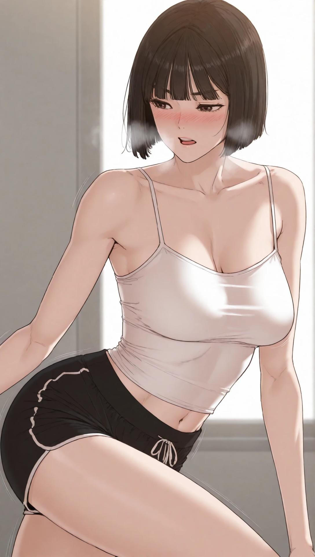 AI Porn - Gaeul Lee 黒ストッキング、レースランジェリー、ボディスーツ、濡れ感、露出ヌード AI画像ギャラリー 235P