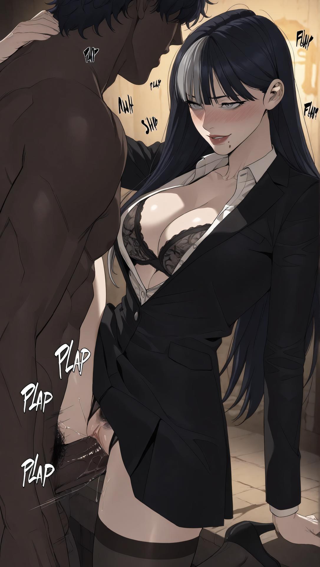 AI Porn - Team Leader Mido：黑丝蕾丝内衣紧身衣湿身露穴成人向图集 63P