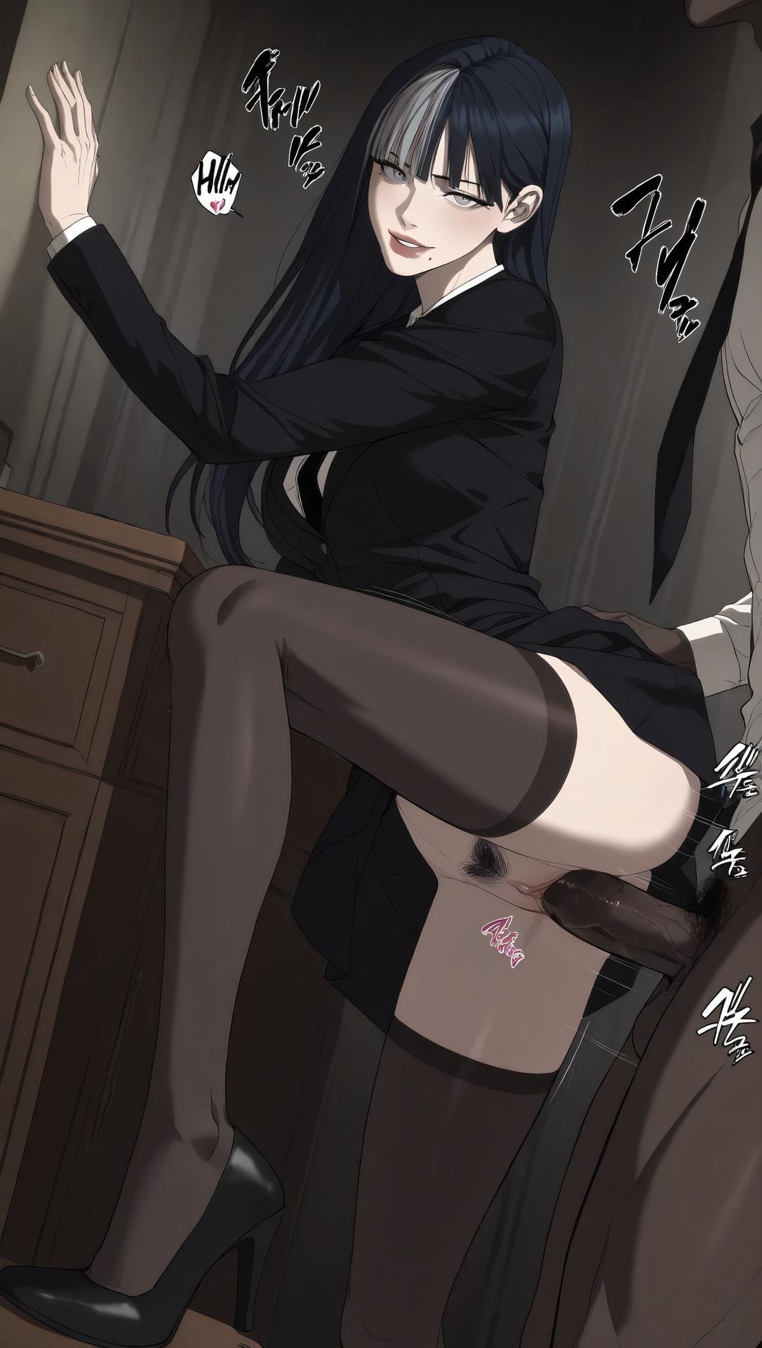 AI Porn - Team Leader Mido：黑丝蕾丝内衣紧身衣湿身露穴成人向图集 63P