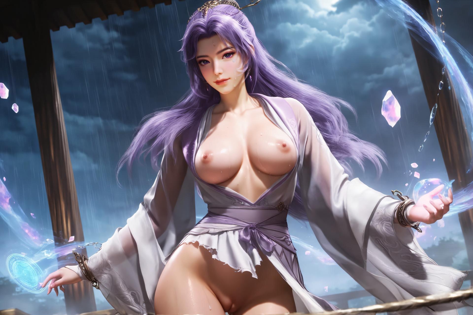 AI Porn - 云霄：白丝蕾丝内衣湿身露穴成人向图集 132P