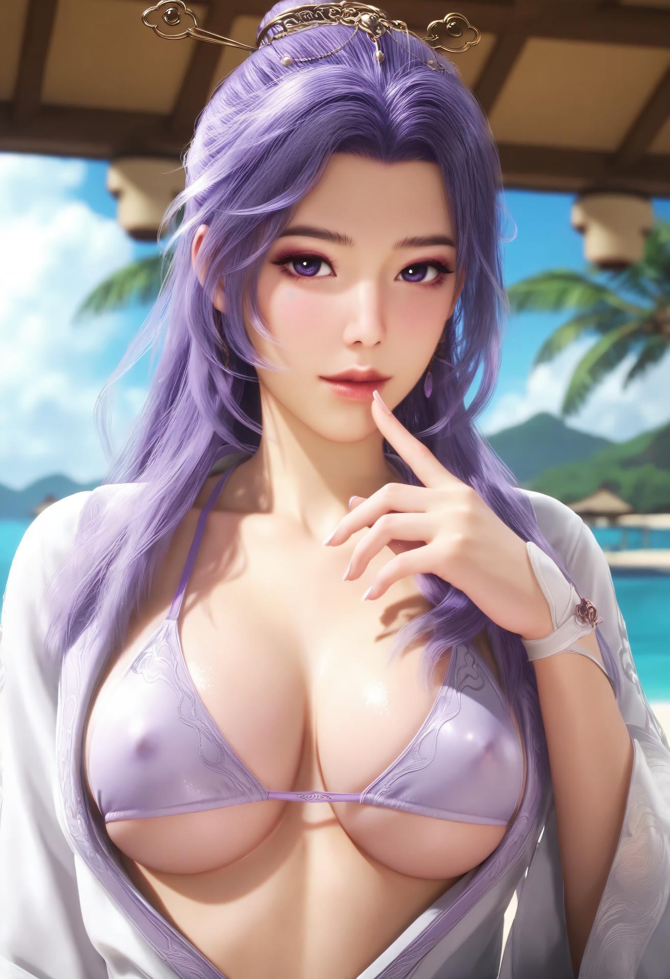 AI Porn - 云霄：白丝蕾丝内衣湿身露穴成人向图集 132P