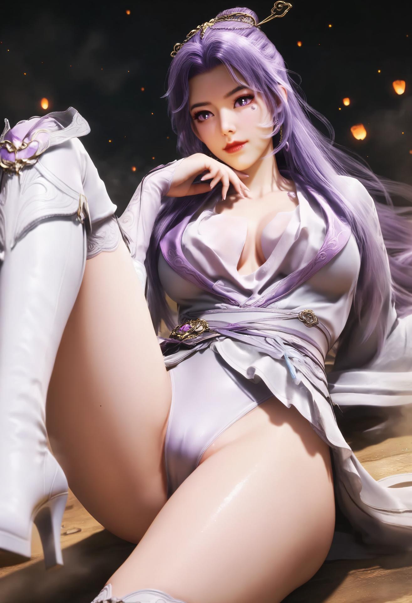 AI Porn - 云霄：白丝蕾丝内衣湿身露穴成人向图集 132P