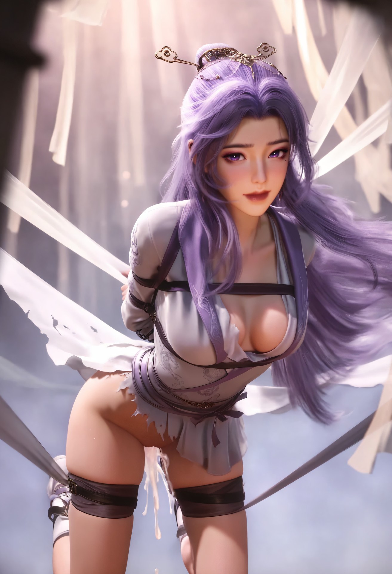 AI Porn - 云霄：白丝蕾丝内衣湿身露穴成人向图集 132P