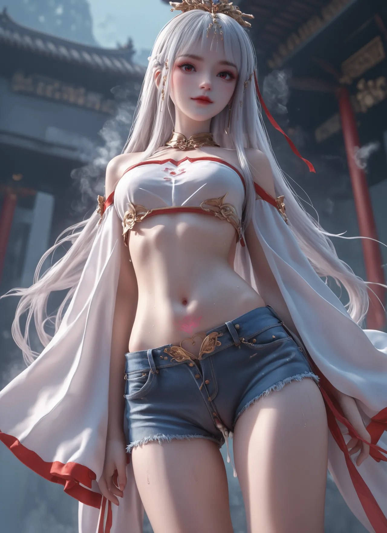 AI Porn - Photorealistic Snow Mountain Maiden 레이스 란제리, 노출 누드 AI 이미지 갤러리 60P