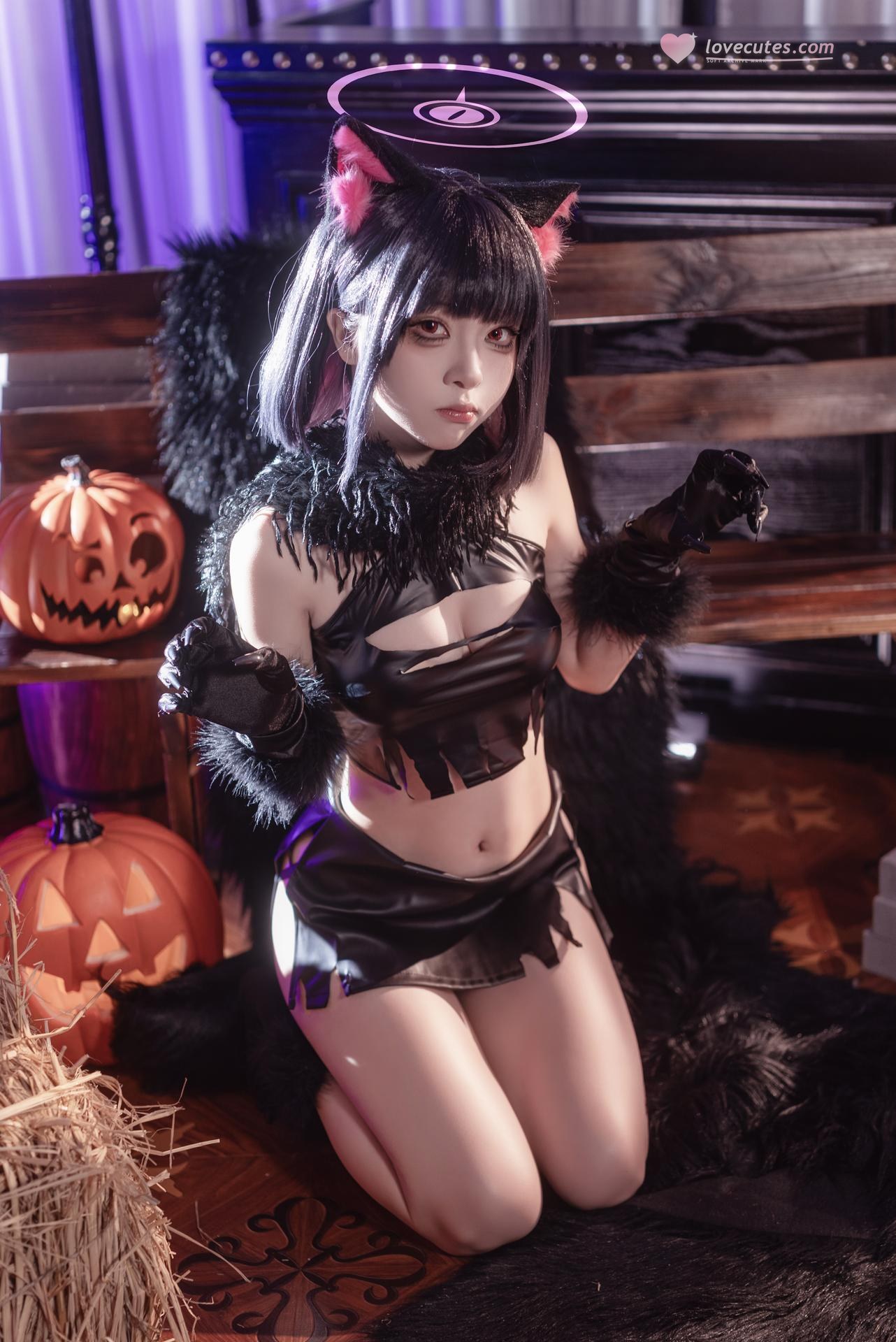 [cosplay] 矢量鱼 - 蔚蓝档案 杏山和纱万圣节：猫耳万圣节角色还原 34P