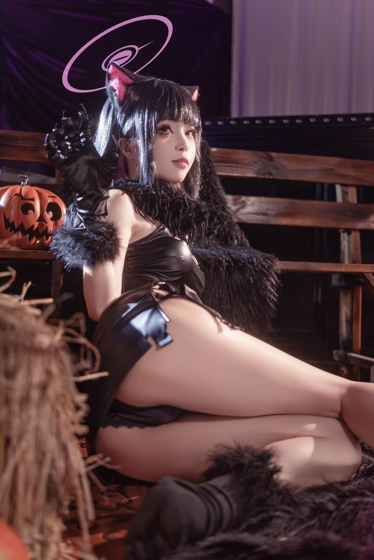 [cosplay] 矢量鱼 - 蔚蓝档案 杏山和纱万圣节：猫耳万圣节角色还原 34P