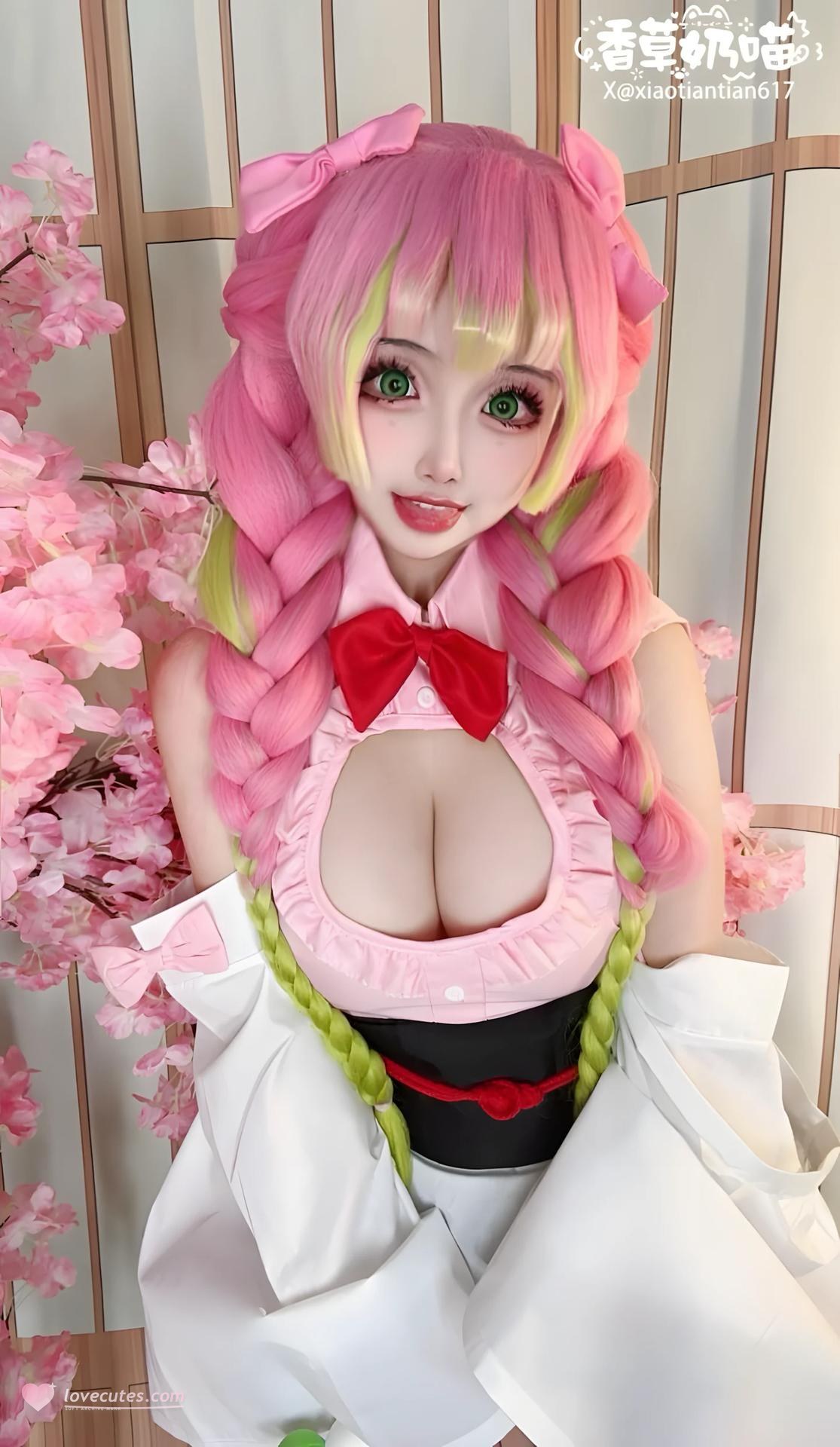 [cosplay] Xiangcao Naimiao - ชุดภาพ Demon Slayer Mitsuri Kanroji deluxe cosplay 204P71V