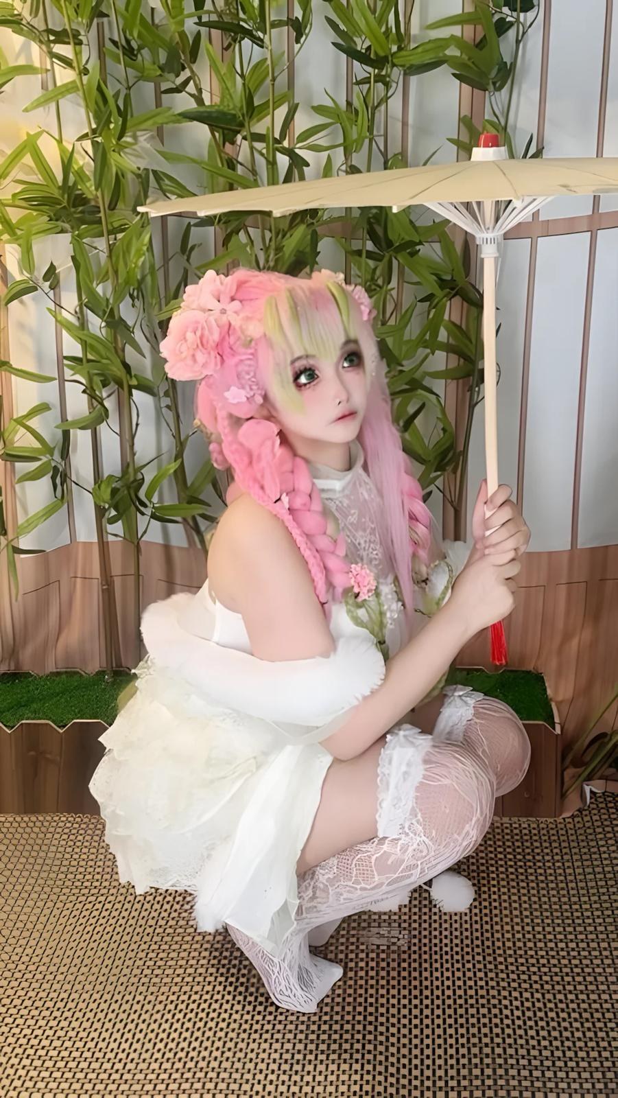 [cosplay] 香草奶喵 - 鬼灭之刃 甘露寺蜜璃典藏版：粉绿长发恋柱还原 204P71V
