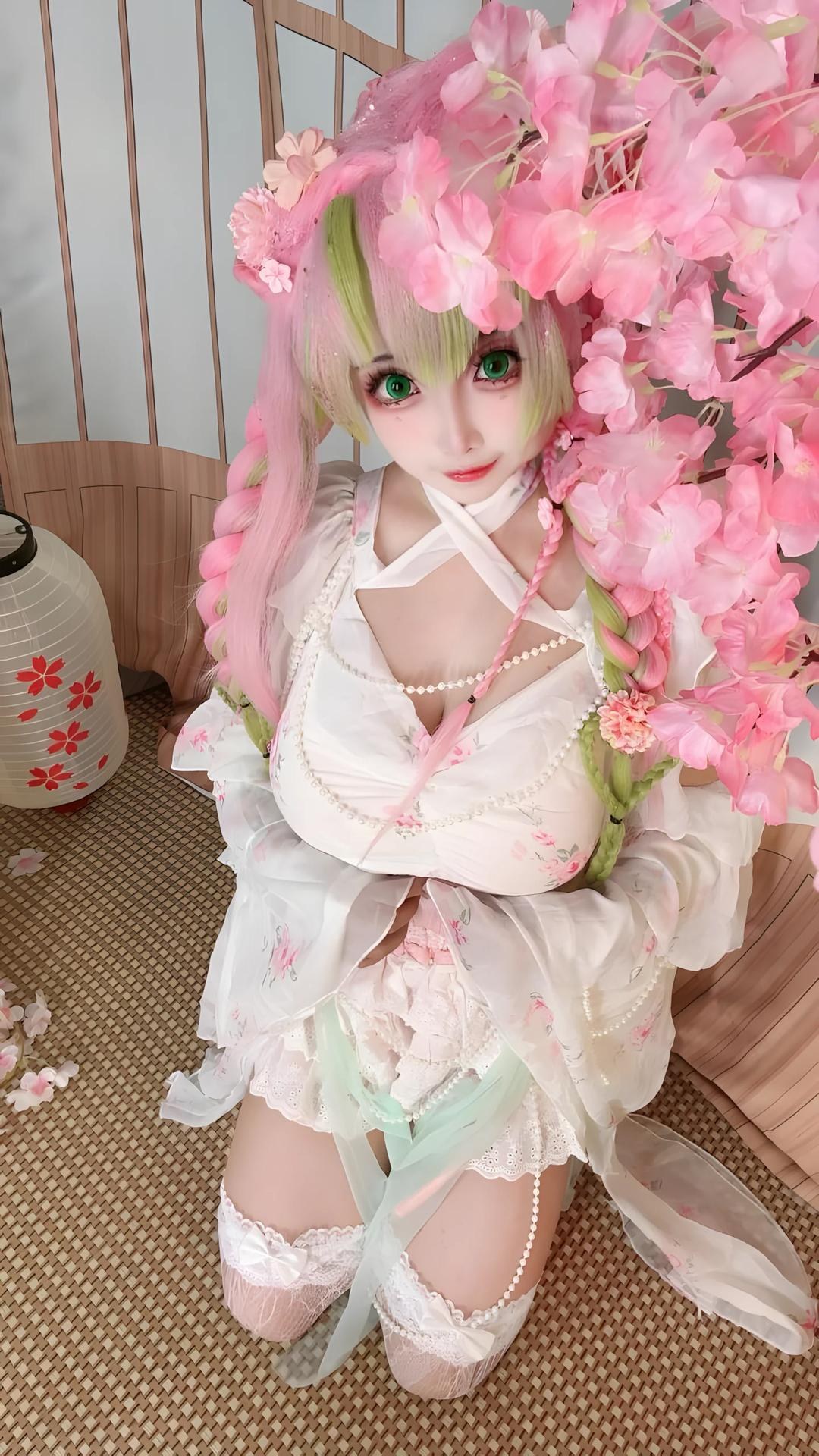[cosplay] 香草奶喵 - 鬼灭之刃 甘露寺蜜璃典藏版：粉绿长发恋柱还原 204P71V