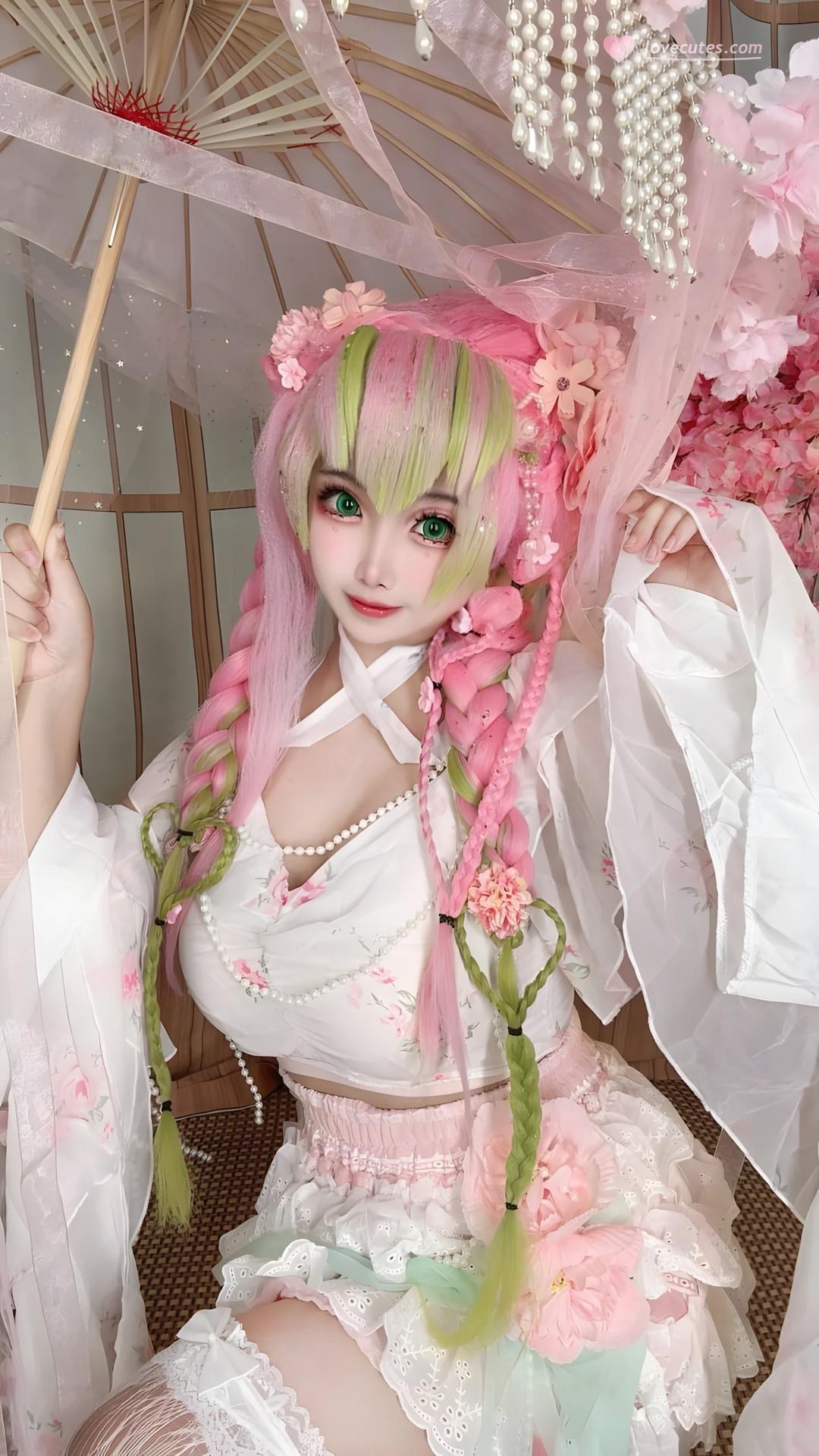 [cosplay] Xiangcao Naimiao - Demon Slayer Mitsuri Kanroji deluxe cosplay 사진 세트 204P71V