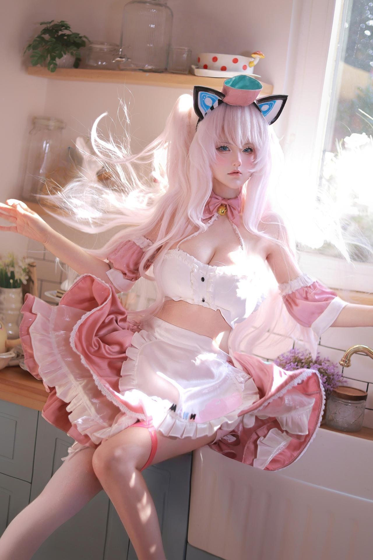 [Cosplay] Zhixin Dannaishao - Azur Lane Hammann cat-ear maid cosplay 110P4V
