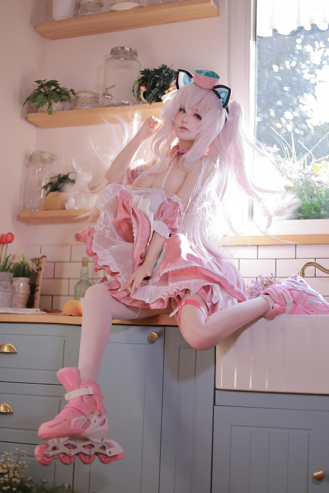 [Cosplay] Zhixin Dannaishao - Azur Lane Hammann cat-ear maid cosplay 110P4V