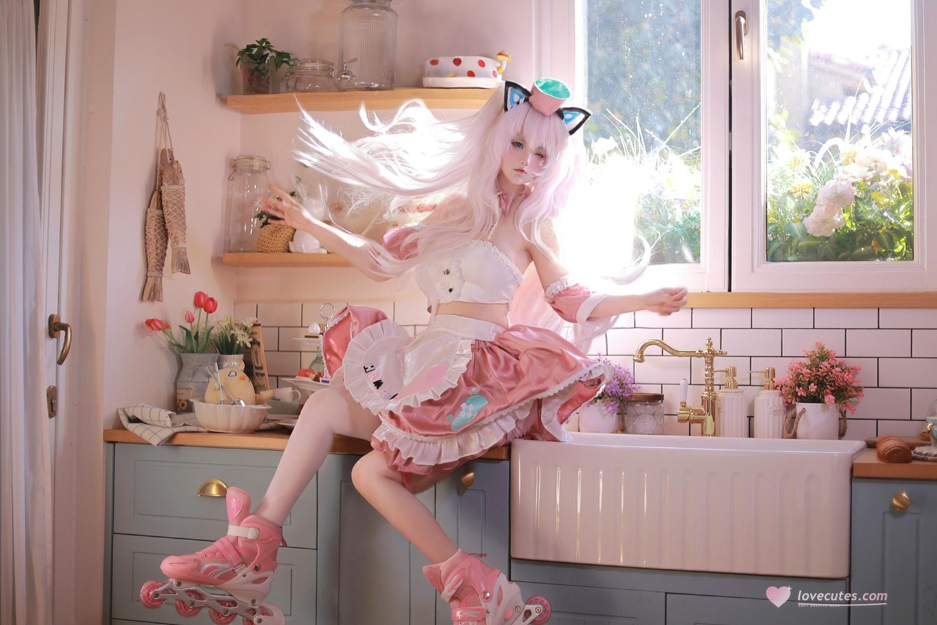 [Cosplay] Zhixin Dannaishao - Azur Lane Hammann cat-ear maid cosplay 110P4V