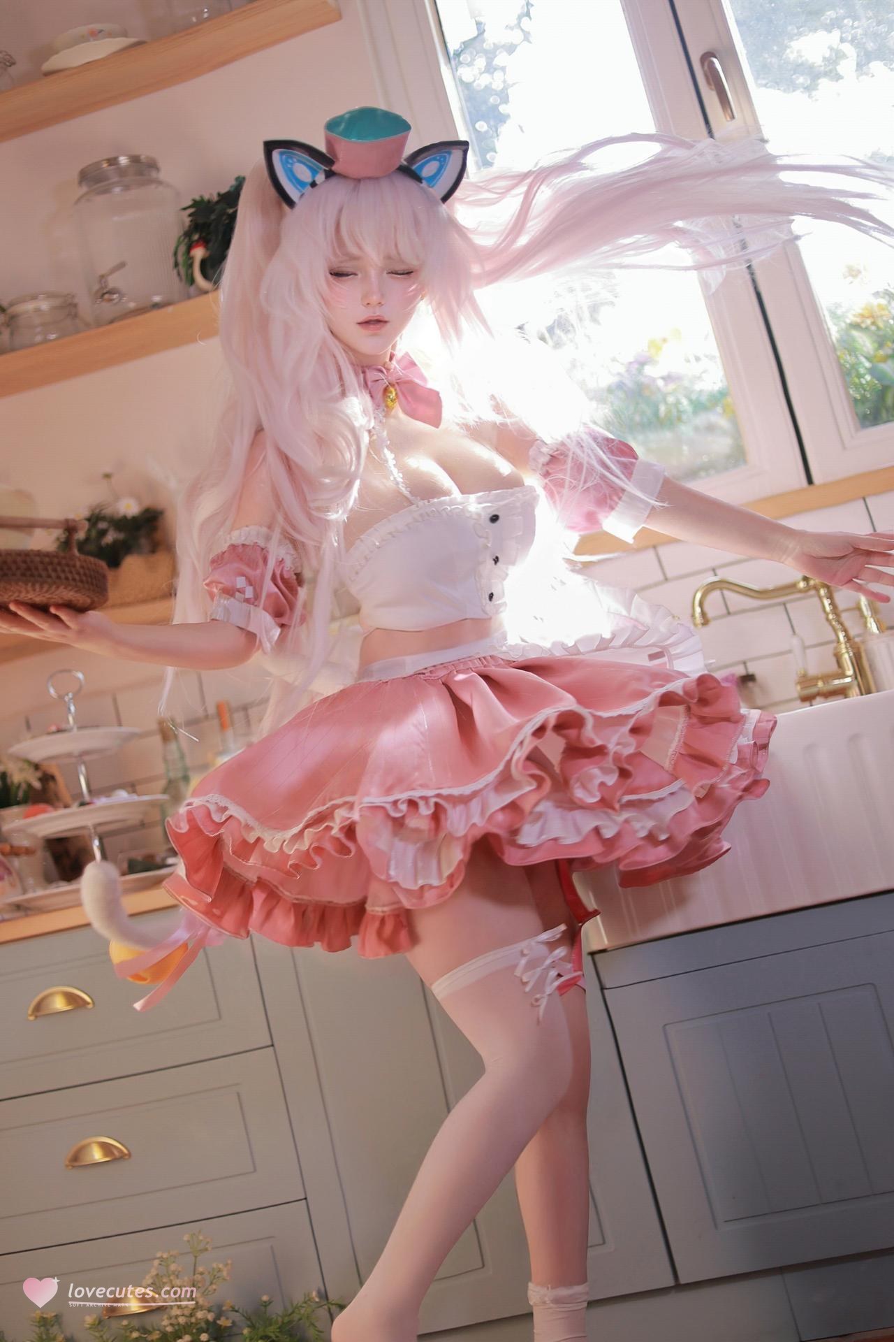 [Cosplay] Zhixin Dannaishao - Azur Lane Hammann cat-ear maid cosplay 110P4V
