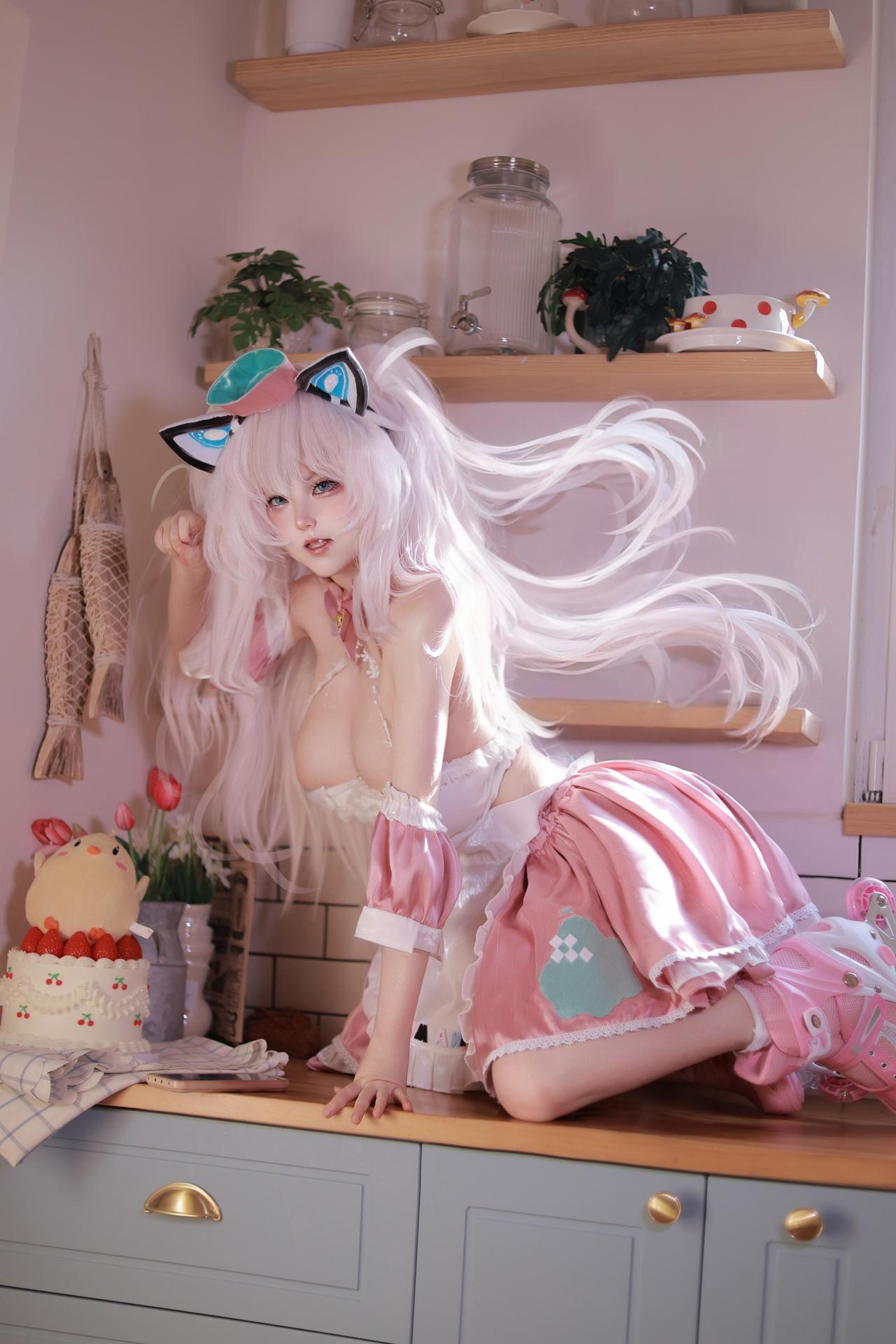 [Cosplay] Zhixin Dannaishao - Azur Lane Hammann cat-ear maid cosplay 110P4V