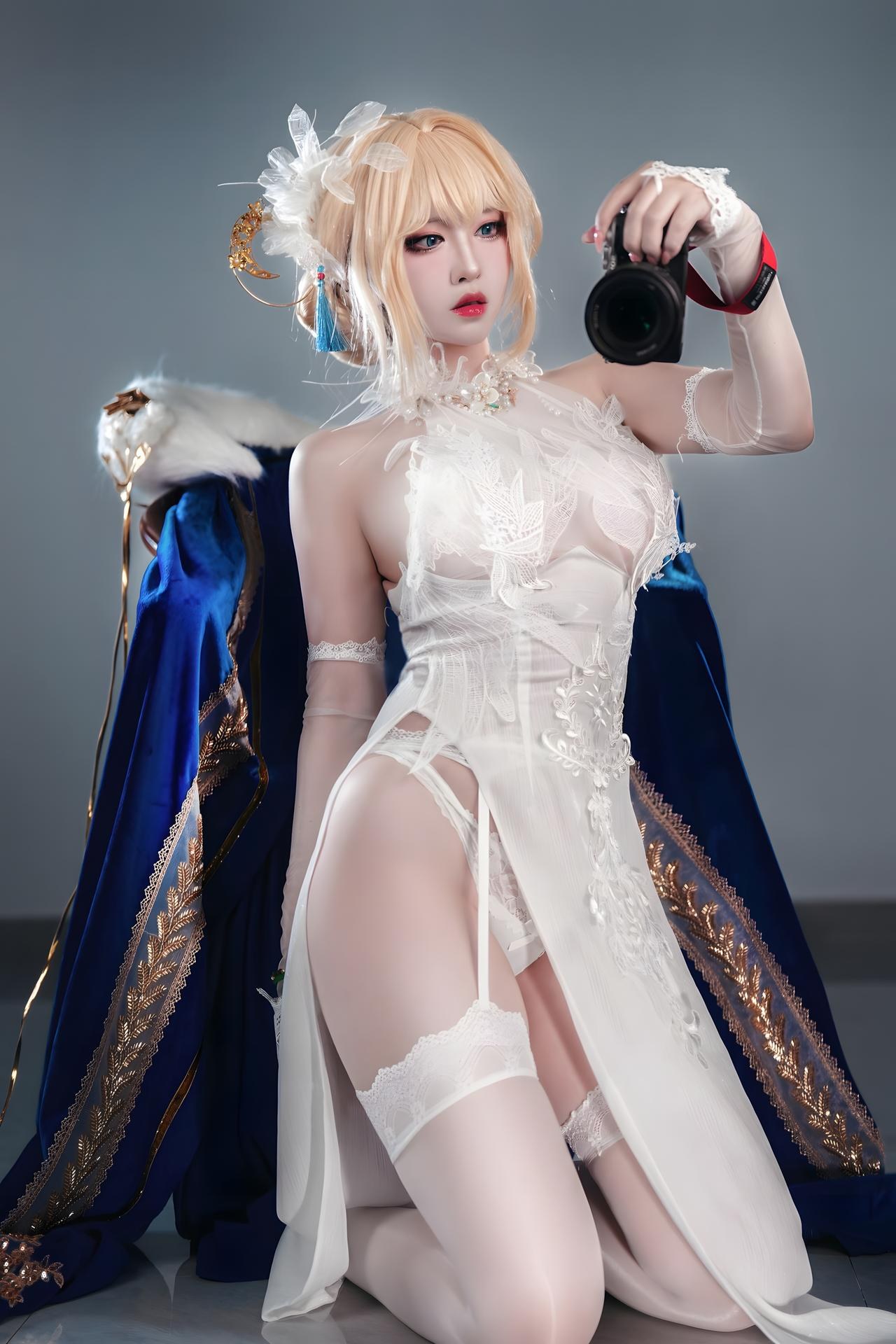 [Cosplay] Banbanzi โฟโต้เซ็ต cosplay, white stockings, leg-focused poses 58P