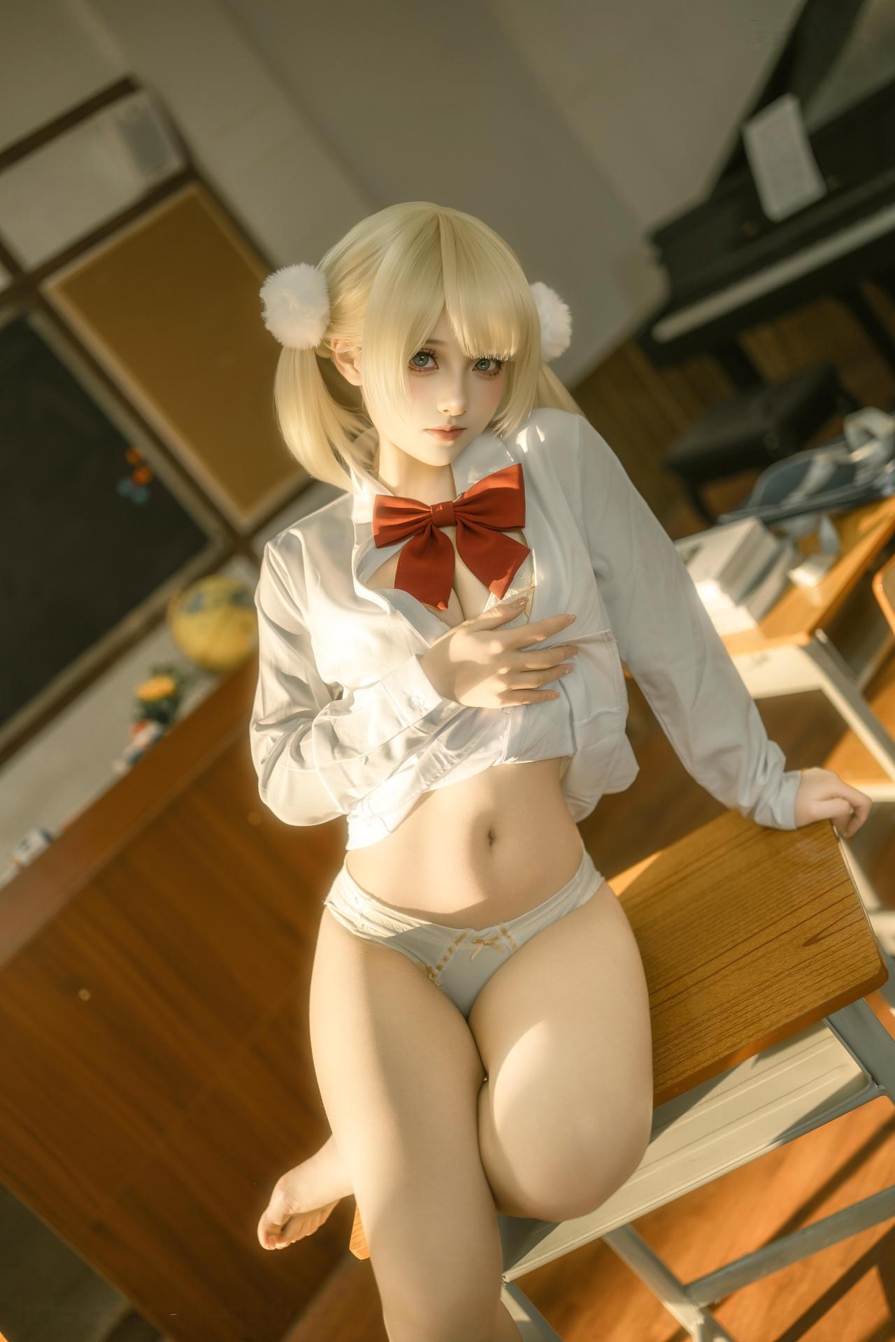 [Cosplay] Bangni Boni โฟโต้เซ็ต cosplay, white stockings, bikini, leg-focused poses 87P