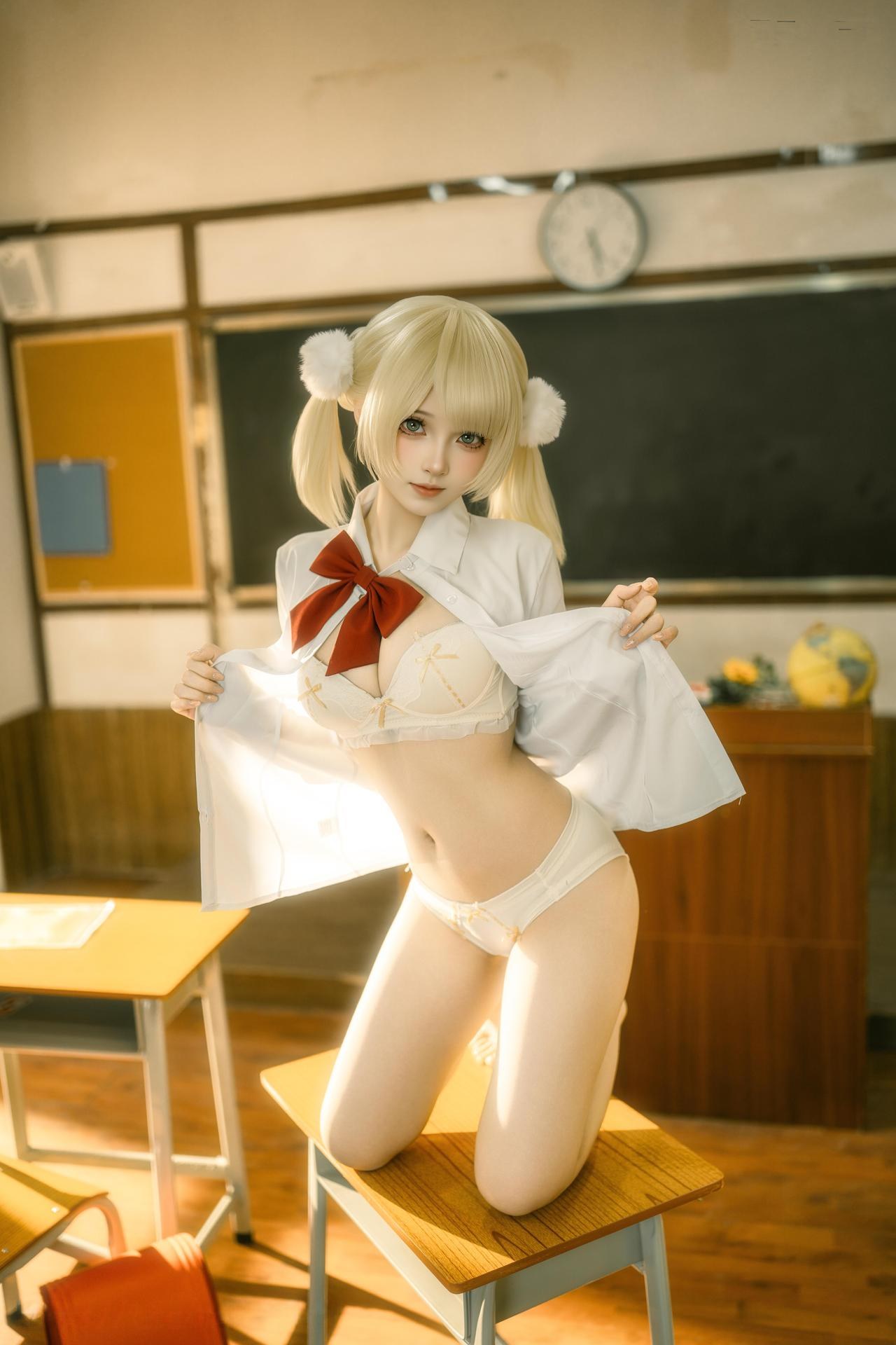 [Cosplay] Bangni Boni โฟโต้เซ็ต cosplay, white stockings, bikini, leg-focused poses 87P