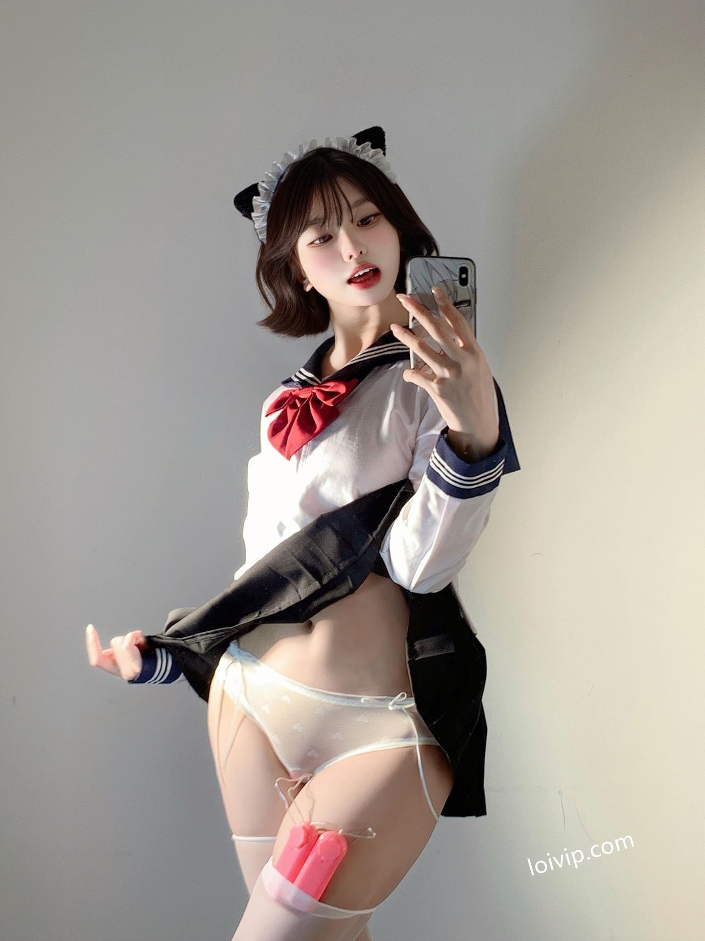 [私房] フォトセット 你的真真u - 电动玩具 女仆床拍玩具主题 美腿私房 42P1V