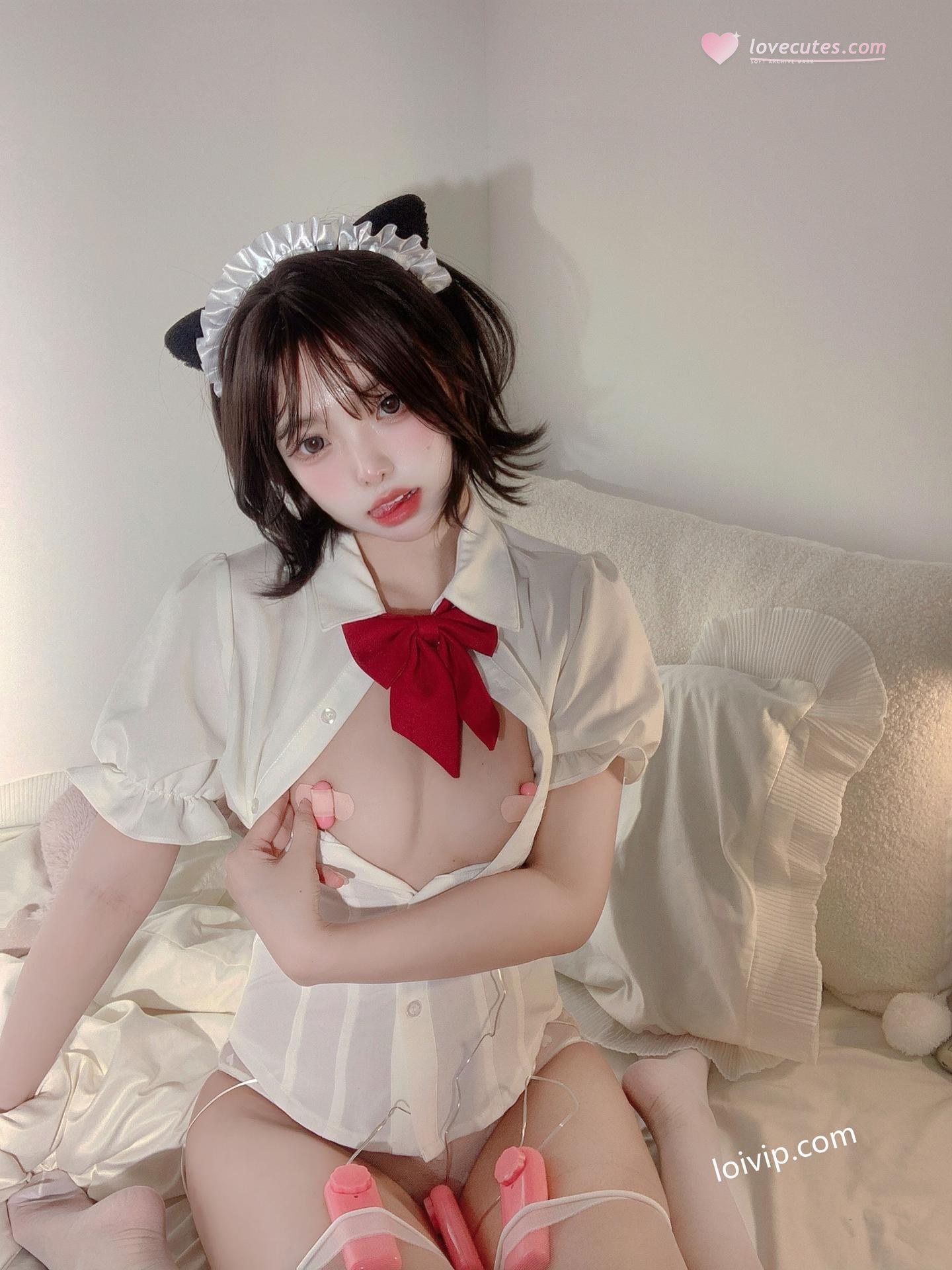 [私房] フォトセット 你的真真u - 电动玩具 女仆床拍玩具主题 美腿私房 42P1V