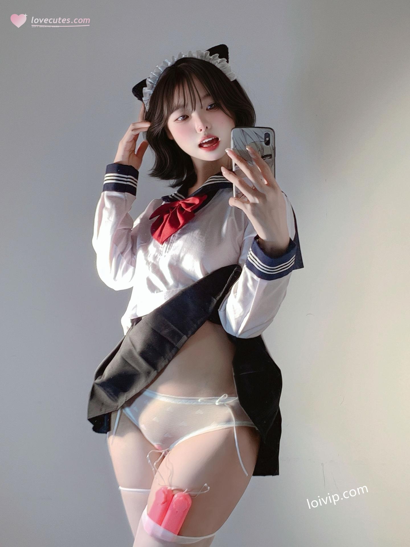 [私房] フォトセット 你的真真u - 电动玩具 女仆床拍玩具主题 美腿私房 42P1V