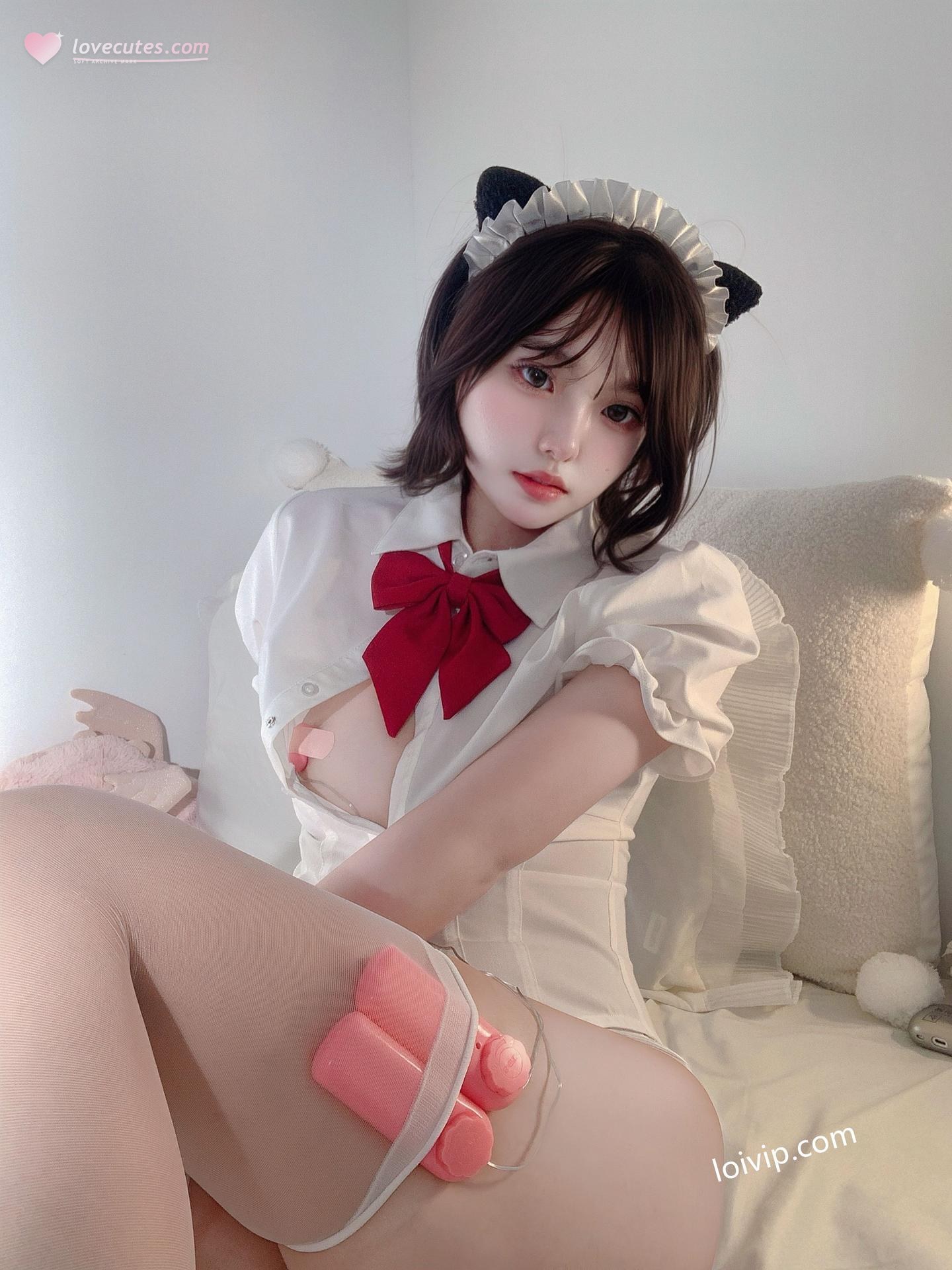 [私房] フォトセット 你的真真u - 电动玩具 女仆床拍玩具主题 美腿私房 42P1V