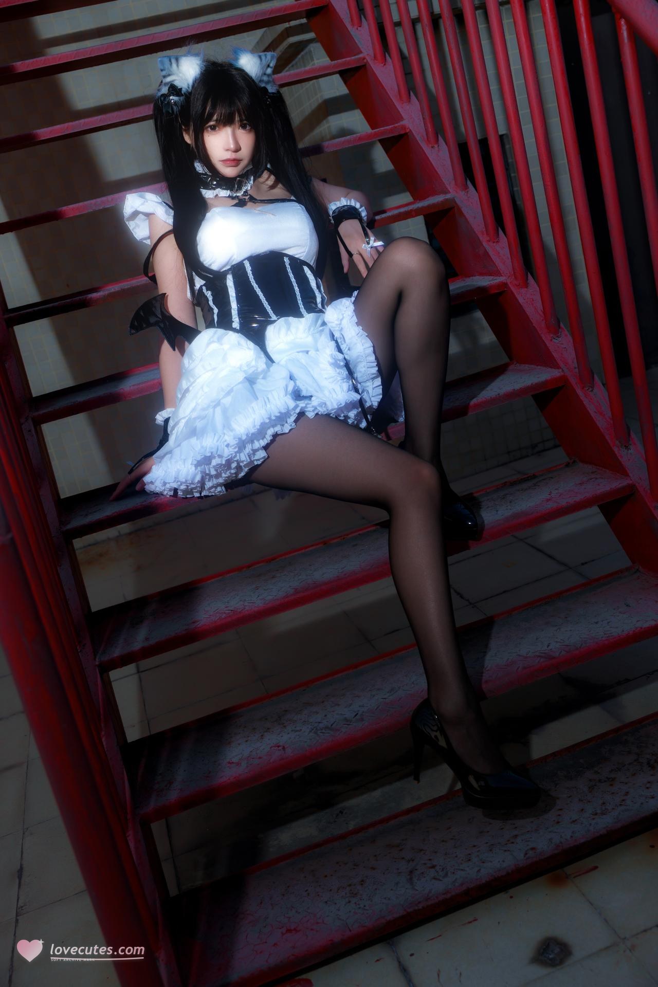 [Photo Set] Fengmao ss โฟโต้เซ็ต maid, black stockings, uniform styling, leg-focused poses 40P