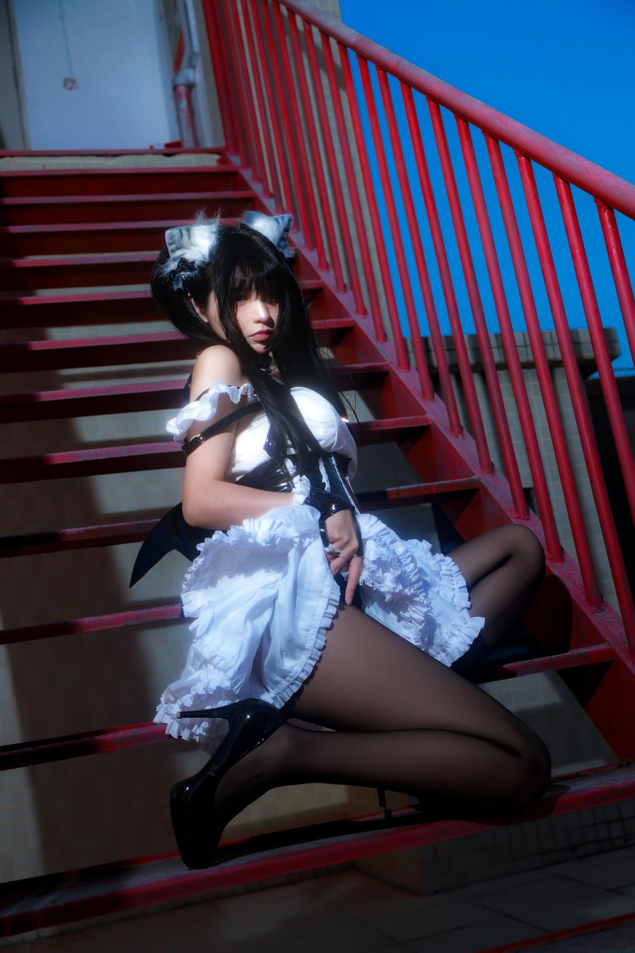 [Photo Set] Fengmao ss โฟโต้เซ็ต maid, black stockings, uniform styling, leg-focused poses 40P